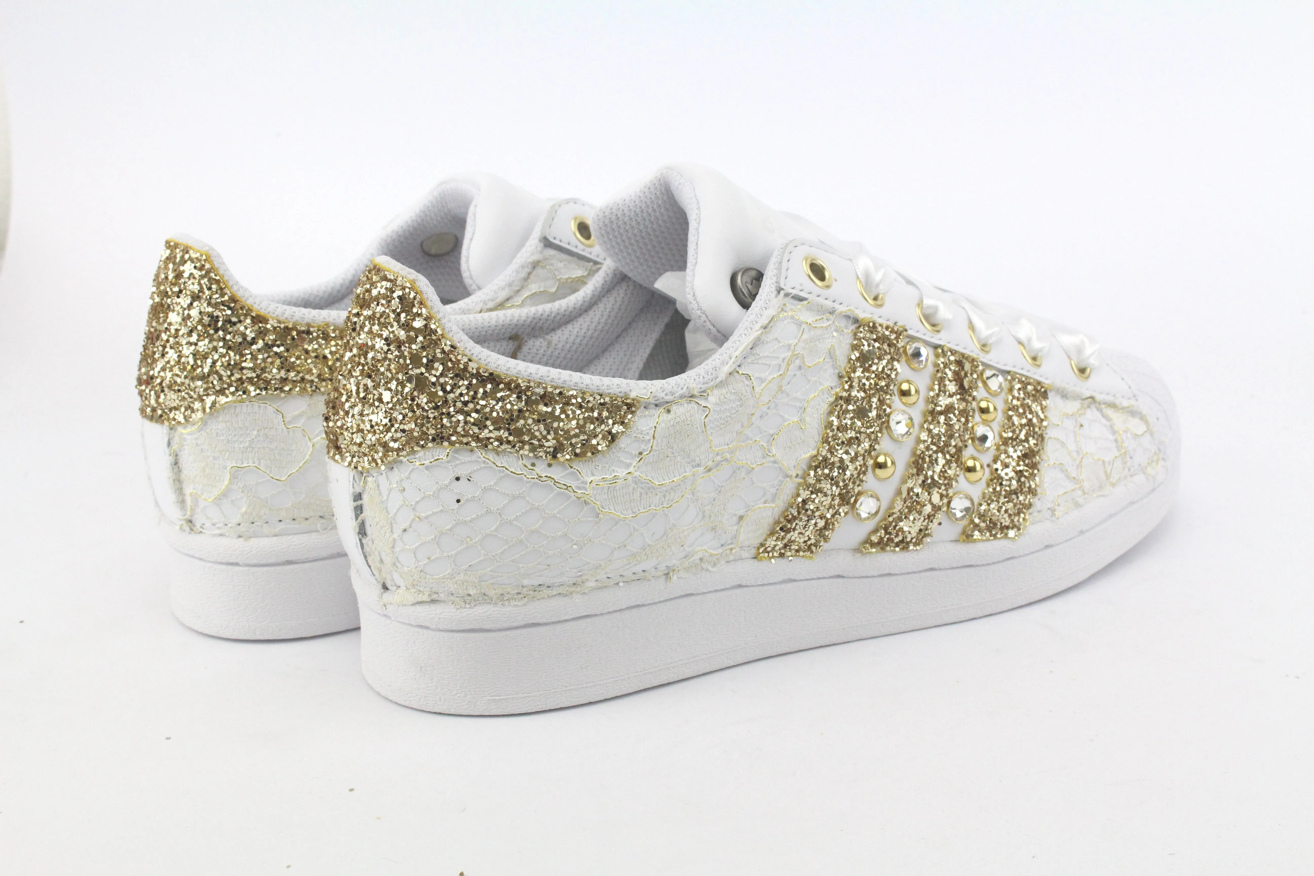 Cool Feel Neutral palette Adidas Superstar Pizzo White Glitter Oro Borchie & Strass