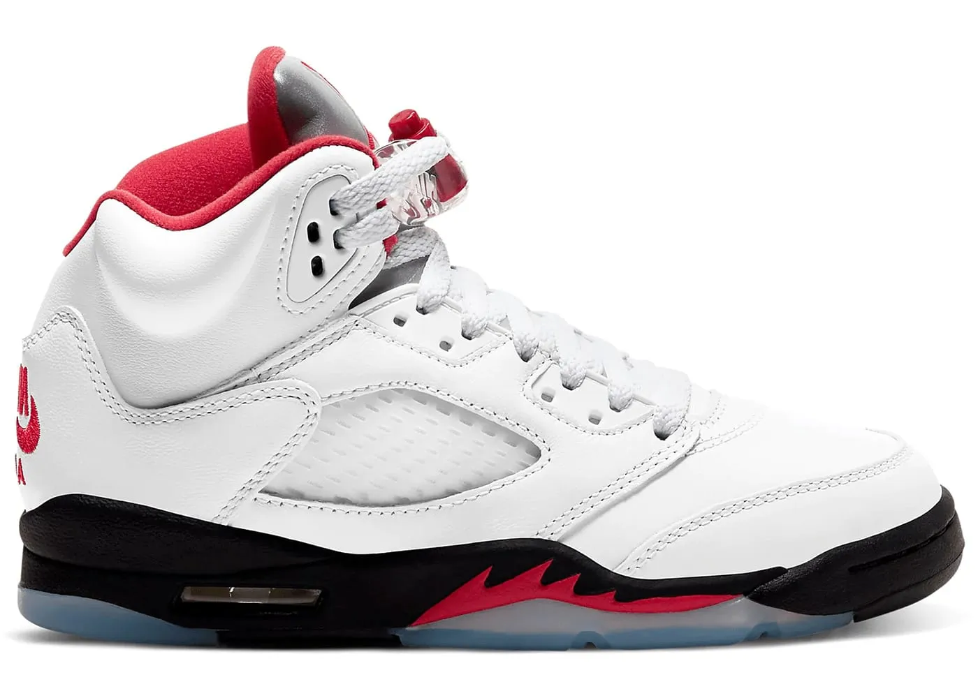 Tidy Lines streamlined look Jordan 5 Retro Fire Red Silver Tongue (2020) (GS)