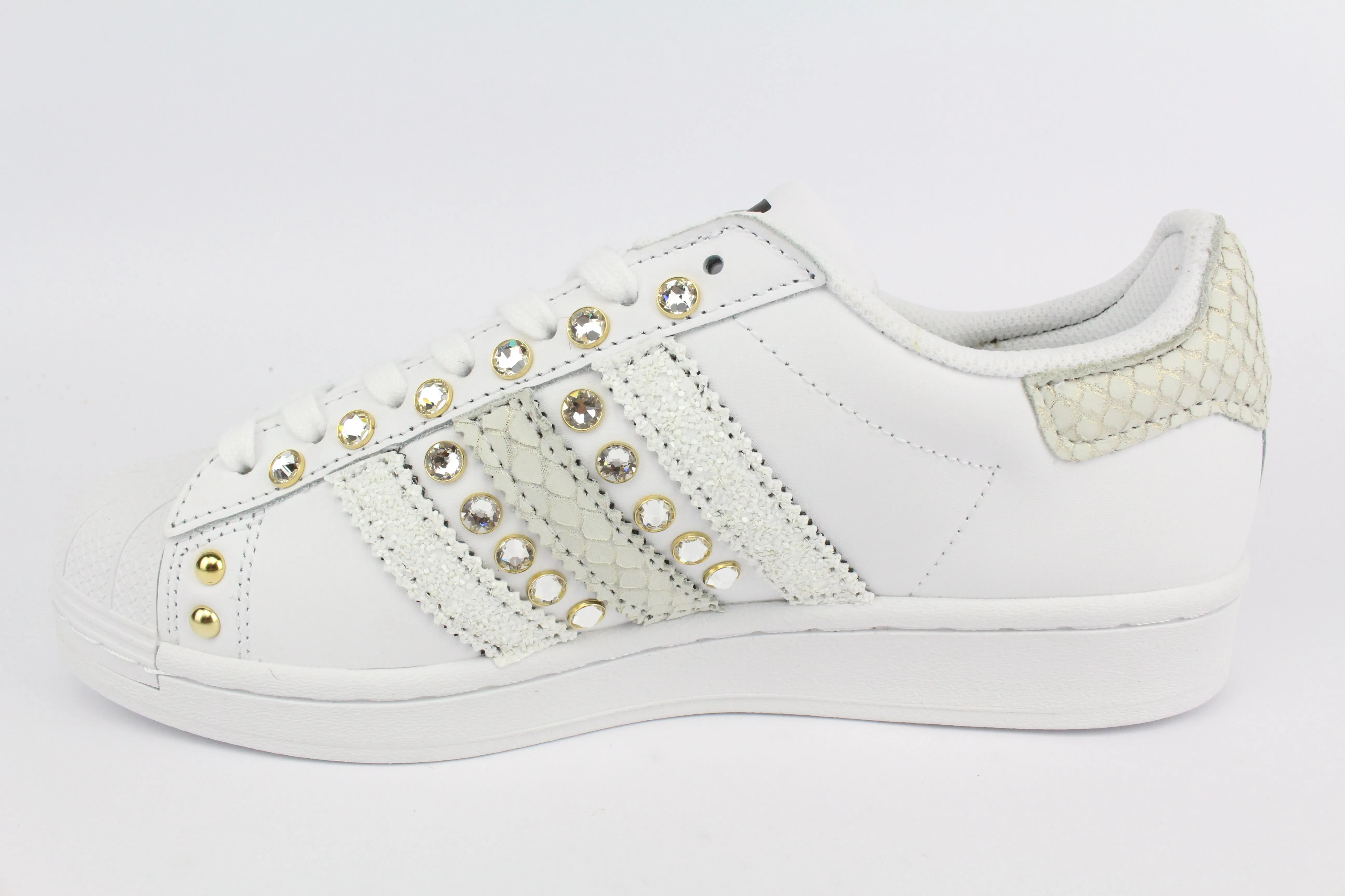 Weekend Escape High-Performance Fit Adidas Superstar Pitone White & Strass