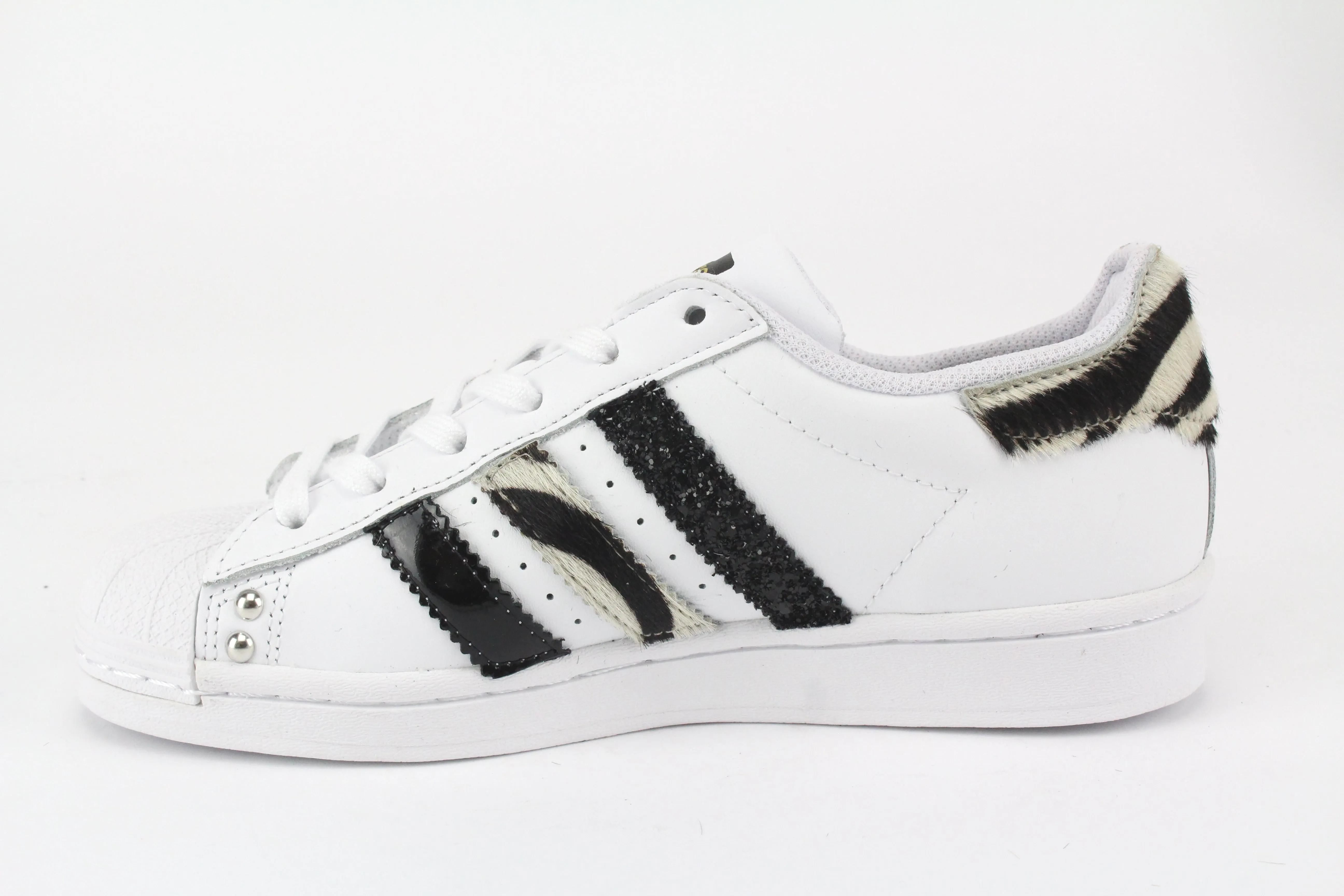 Break Run Adidas Superstar Zebrate Strass & vernice Nera