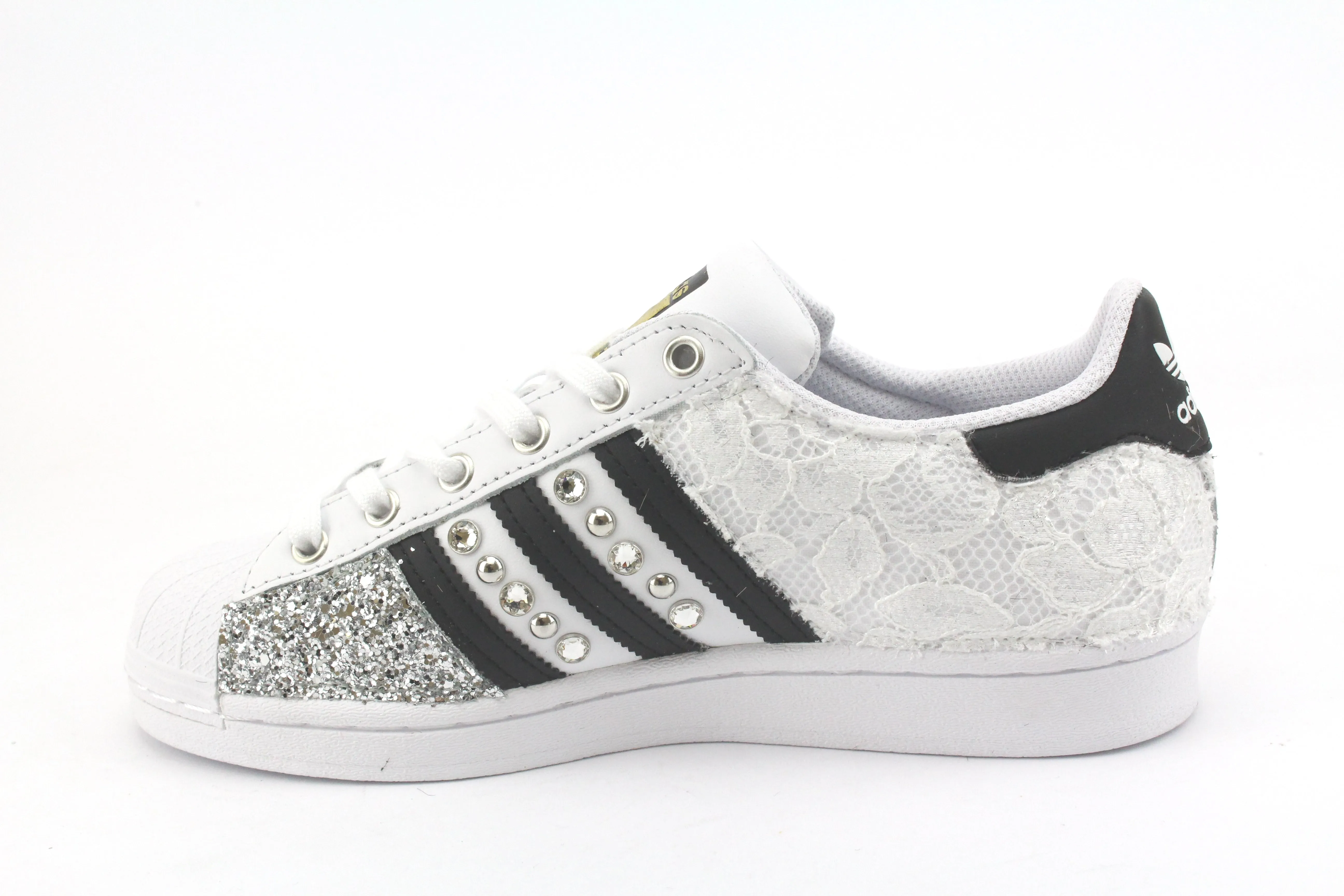 MeshMaterial Adidas Superstar Pizzo White Glitter Argento