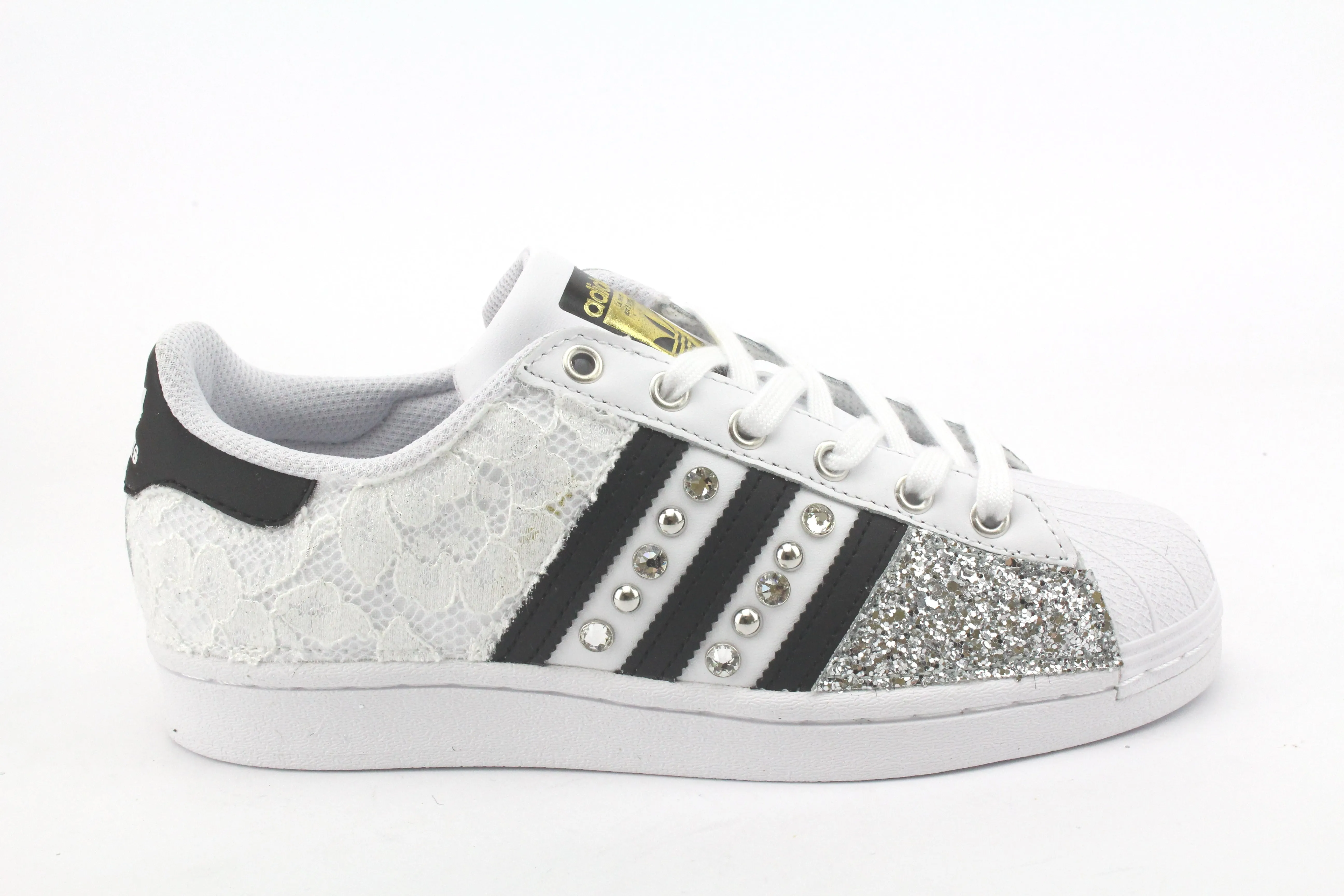 Urban Friendly Timeless Style Adidas Superstar Pizzo White Glitter Argento