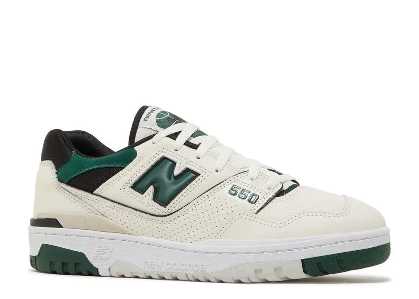 New Balance 550 Sea Salt Pine Green Foot alignment Calm Jog
