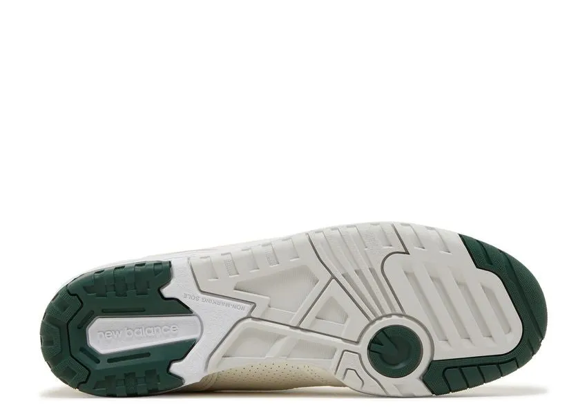 New Balance 550 Sea Salt Pine Green Side Support Peace Step