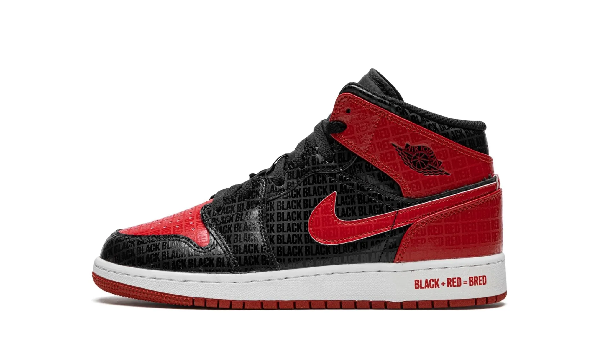 LeatherMaterial Air Jordan 1 Mid Bred Text (GS)