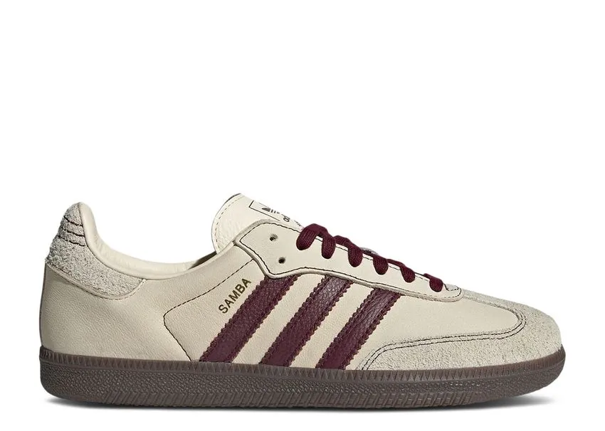 Adidas Samba OG Wonder White Maroon soft fit Round Edge