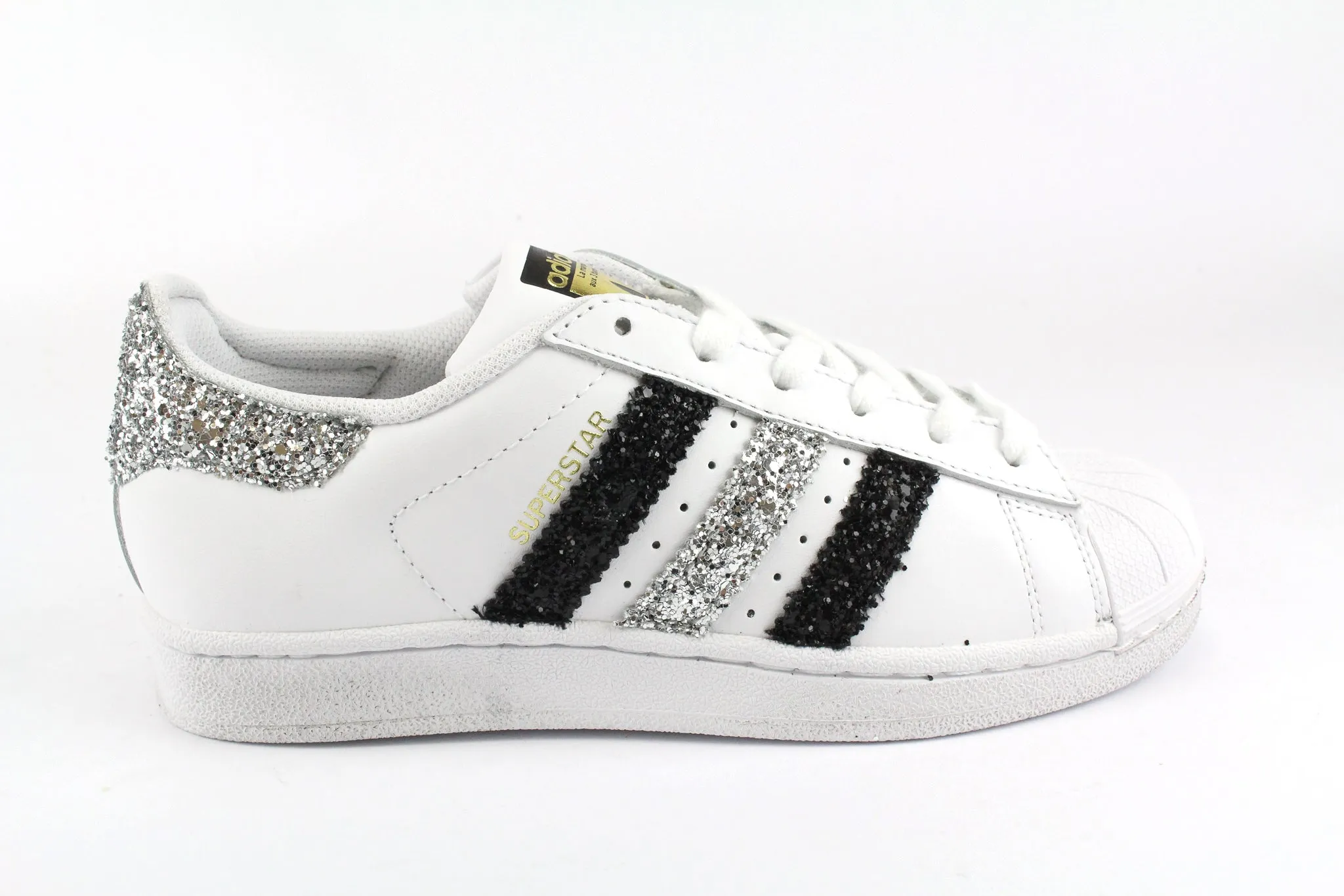 Adidas Superstar Silver & Black Glitter Stylish Look