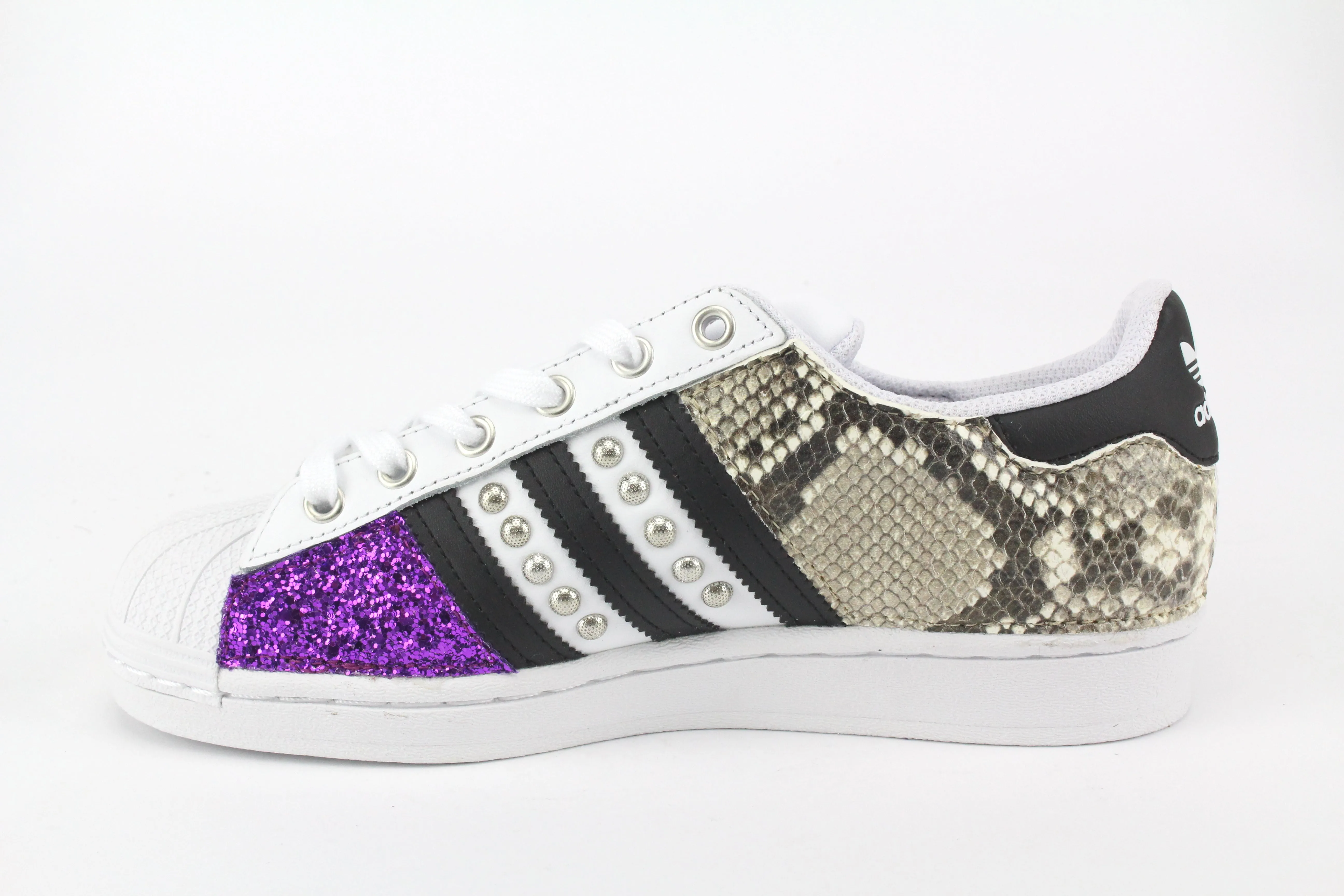 Zip Up Style Adidas Superstar Pitone Borchie  & Glitter Viola
