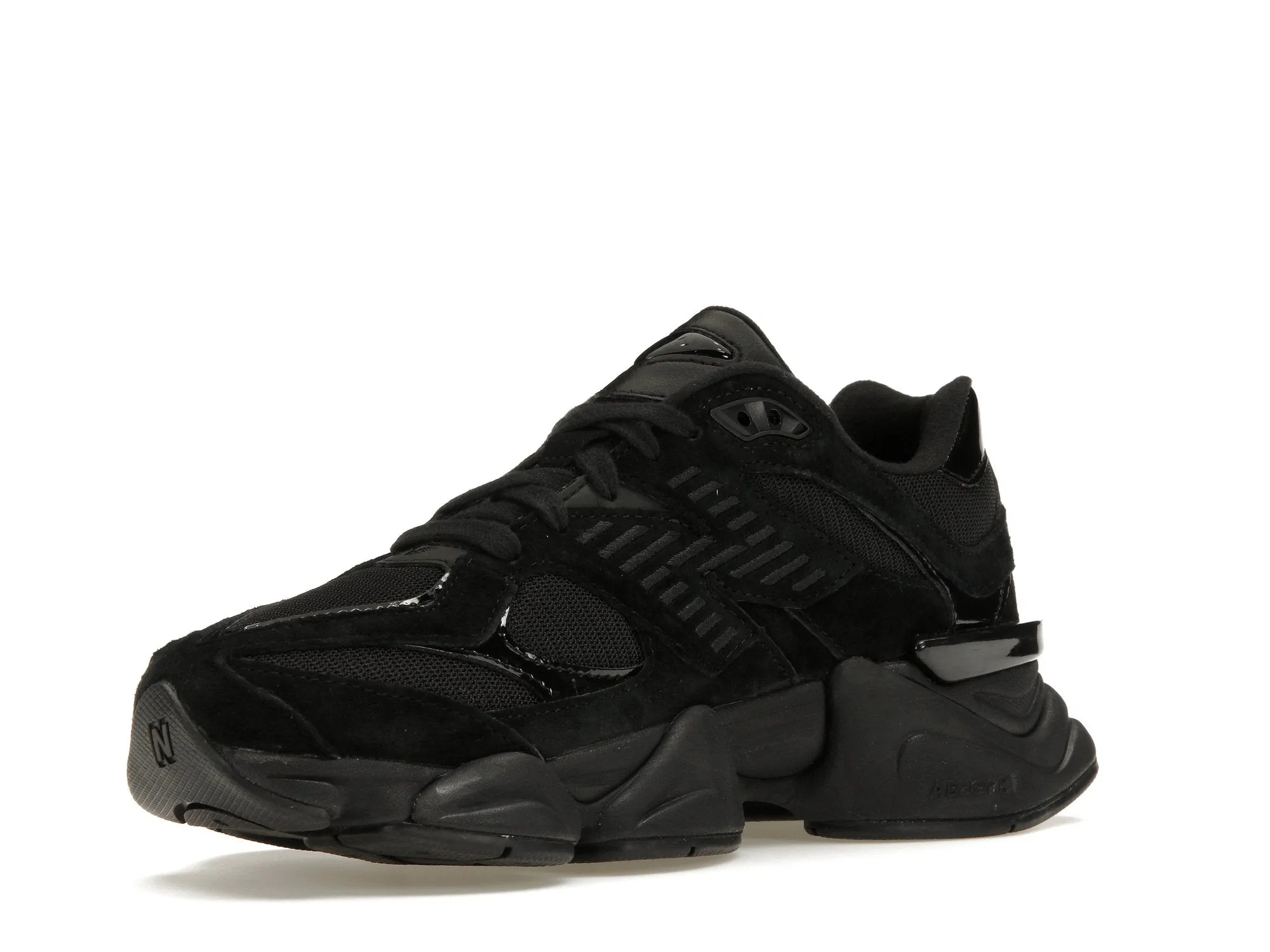 New Balance 9060 Triple Black Patent Breathable Upper