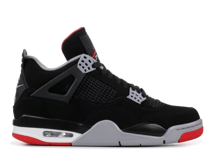 Air Jordan 4 Retro Bred breathable socks High Quality Leather