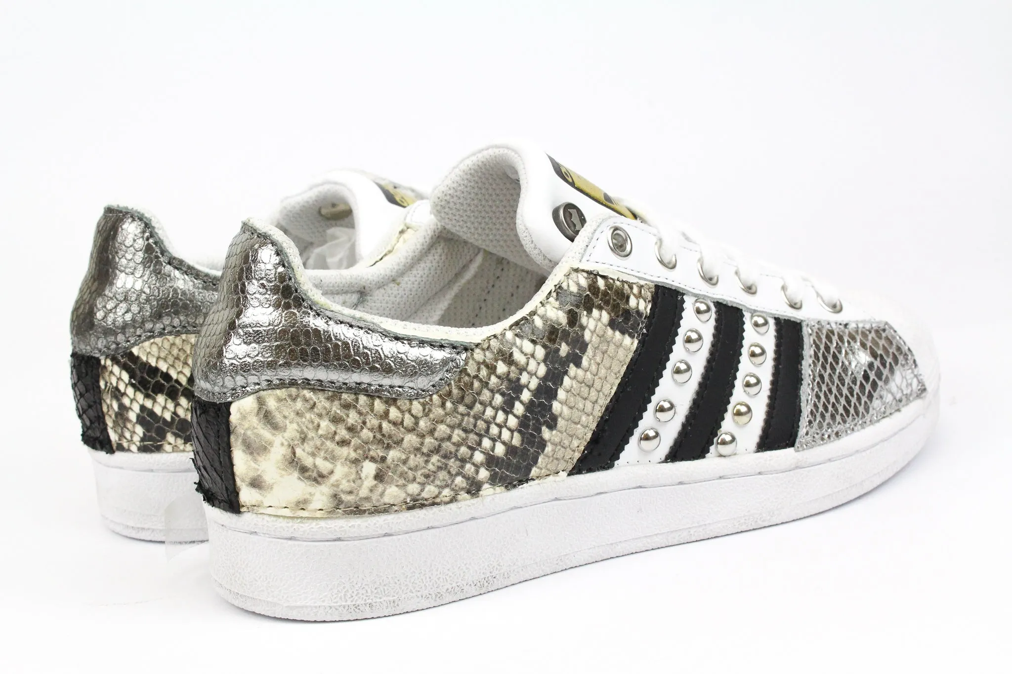 Adidas Superstar Pitone Borchie & Pelle Laminata Argento Smooth Lines