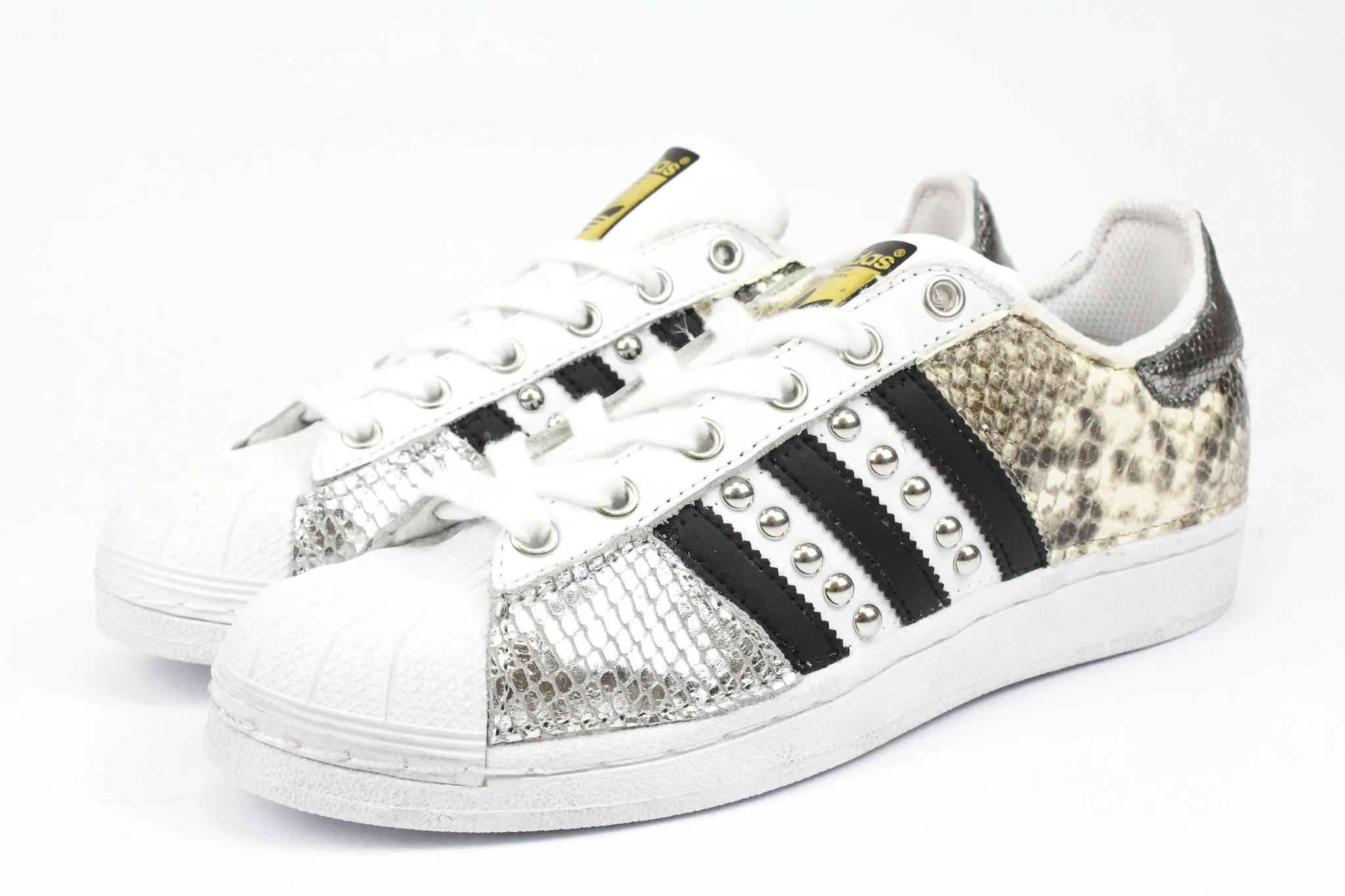 Adidas Superstar Pitone Borchie & Pelle Laminata Argento Spring Walk