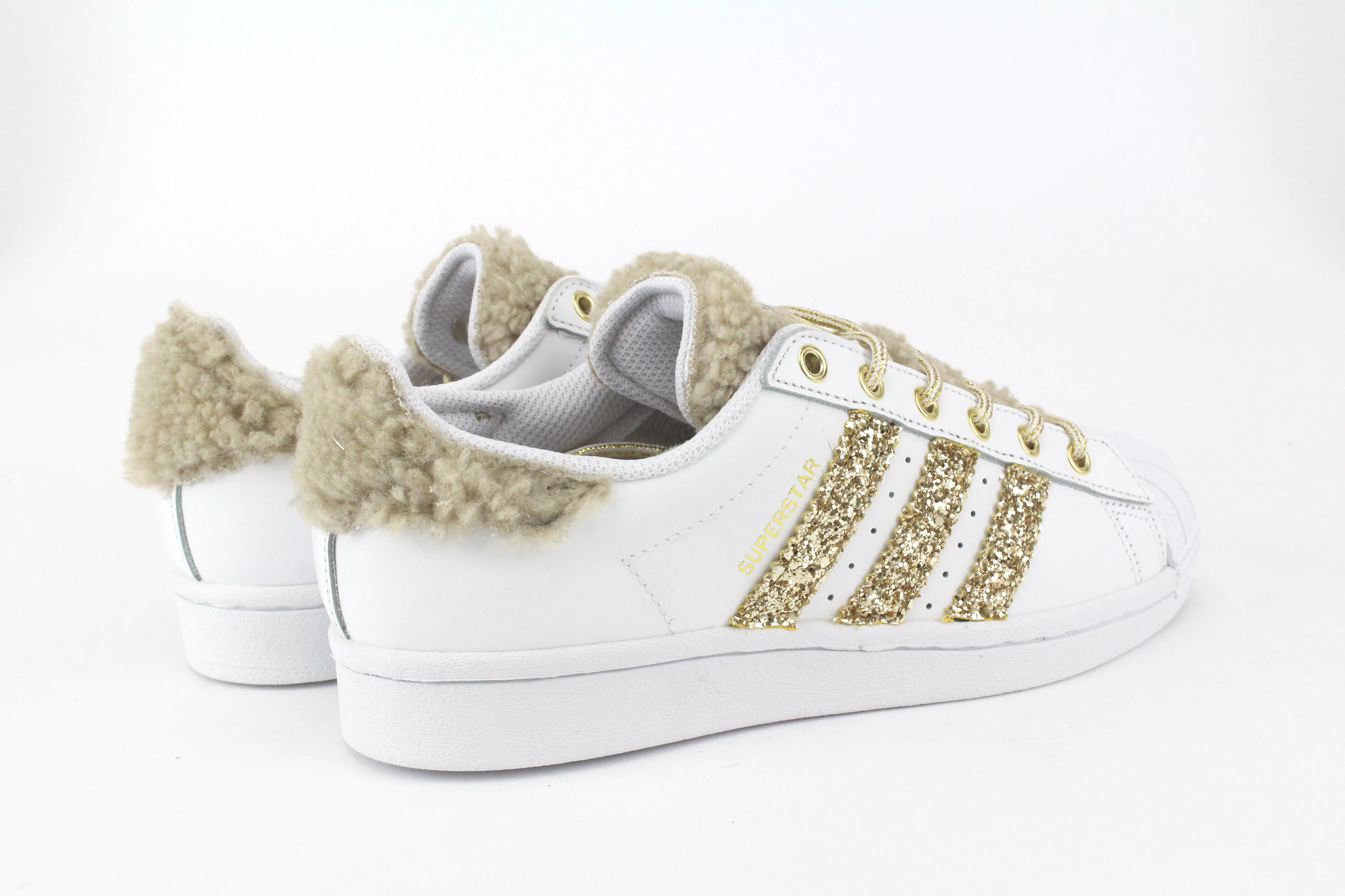 Adidas Superstar Lamb Beige & Glitter Oro Home Style