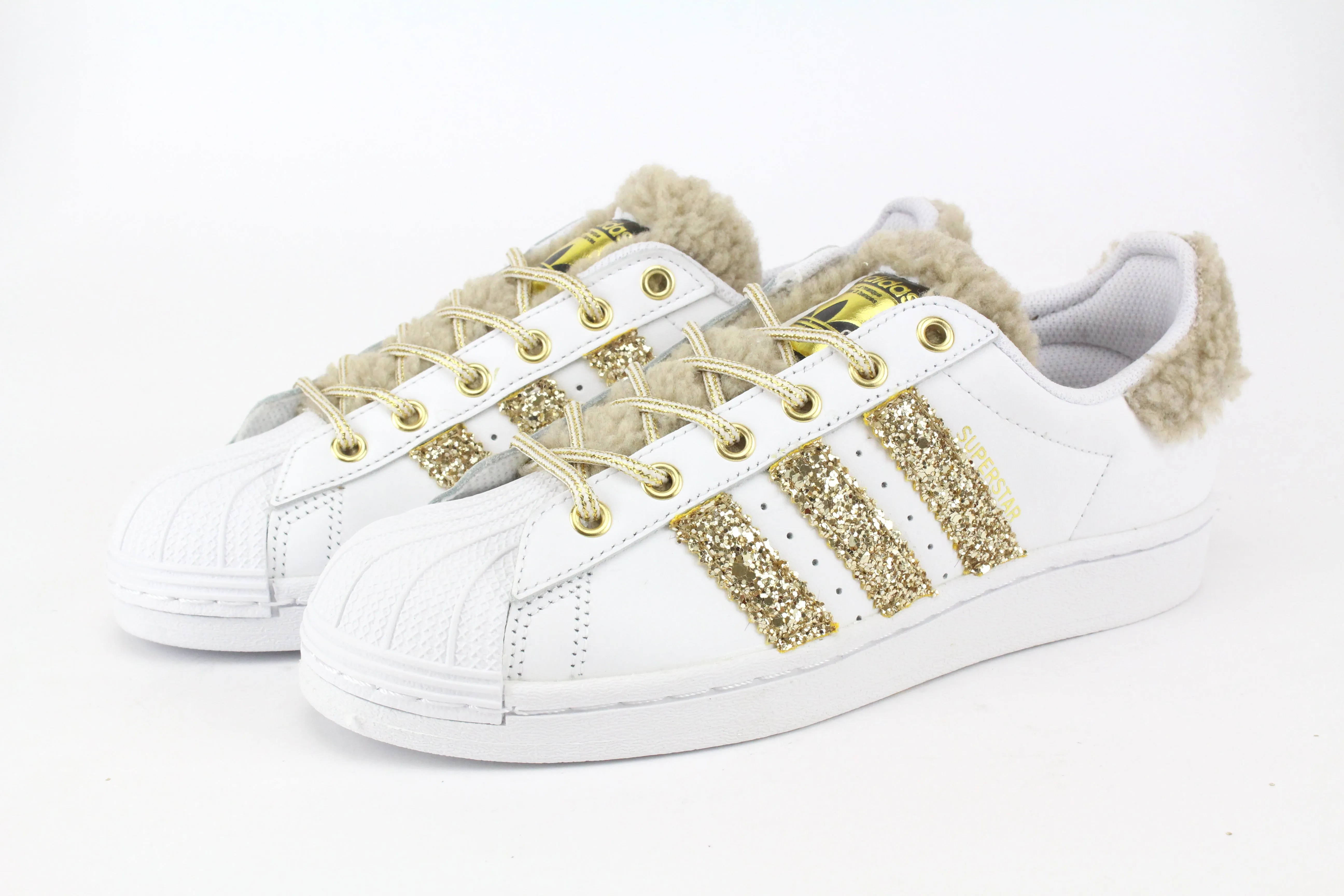 City Lifestyle Adidas Superstar Lamb Beige & Glitter Oro