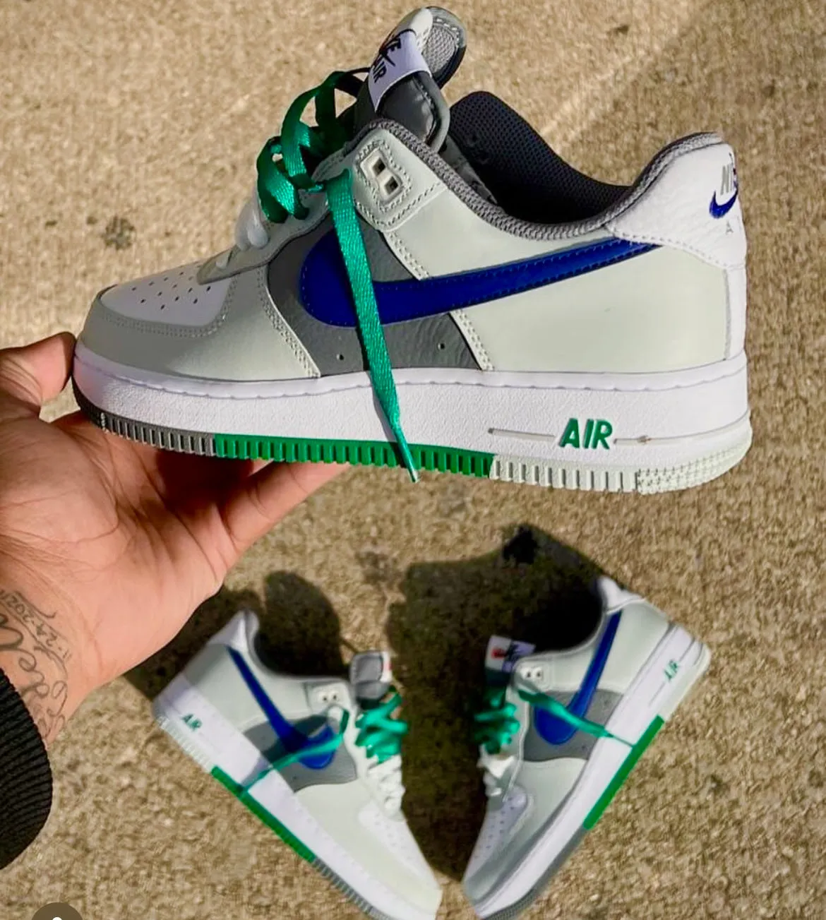 Good Fit Cloud Soft NIKE AIR FORCE 1 GREY ROYAL GREEN