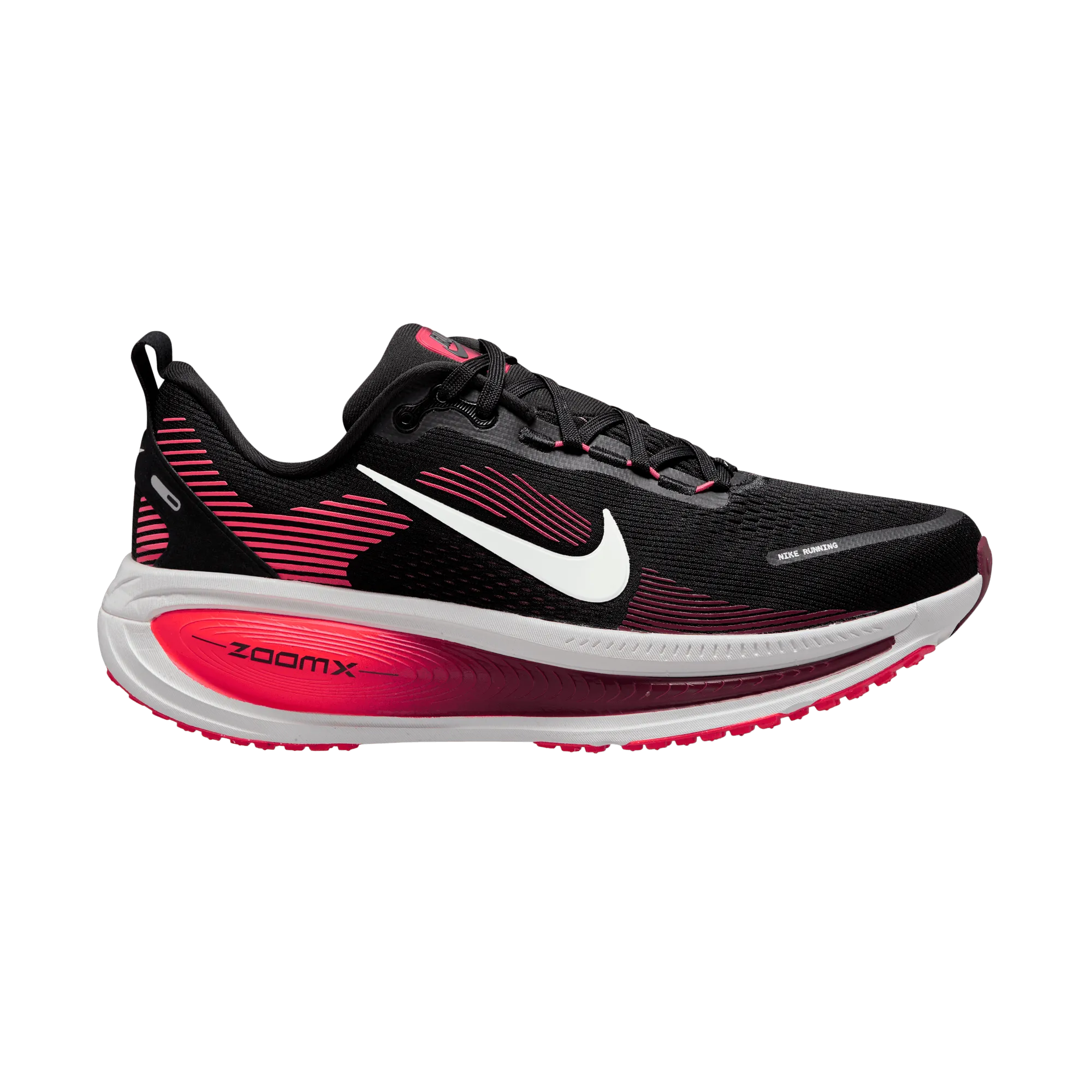 running shoes for tempo runs running for muscle strength MEN'S VOMERO 18 - D - 008 BLACK/METALLIC SILVER-BRIGHT CRIMSON