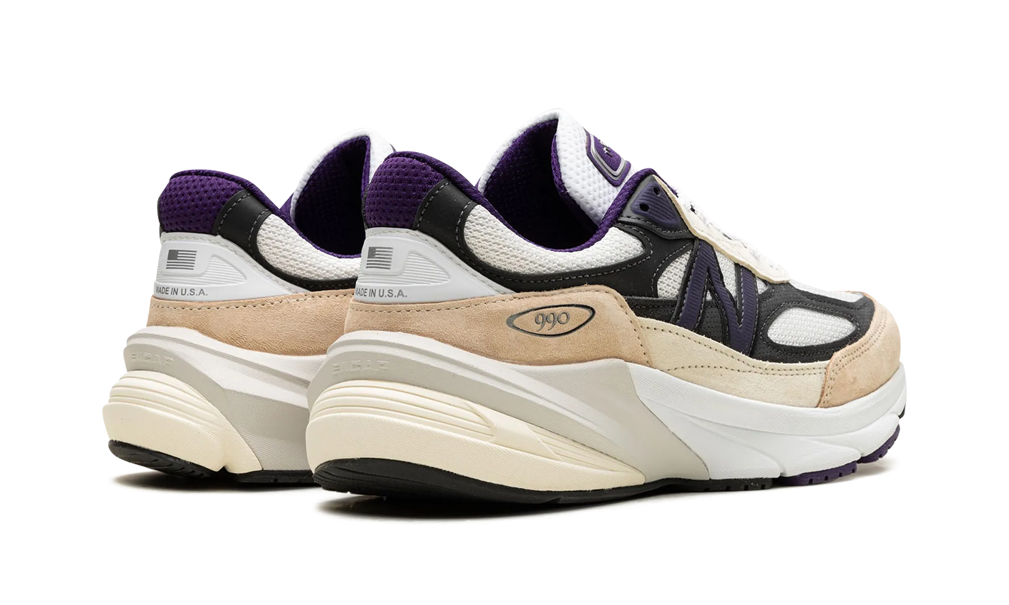 990v6 "Made In USA - Teddy Santis White Black Plum" Ankle Support Minimal Stitch