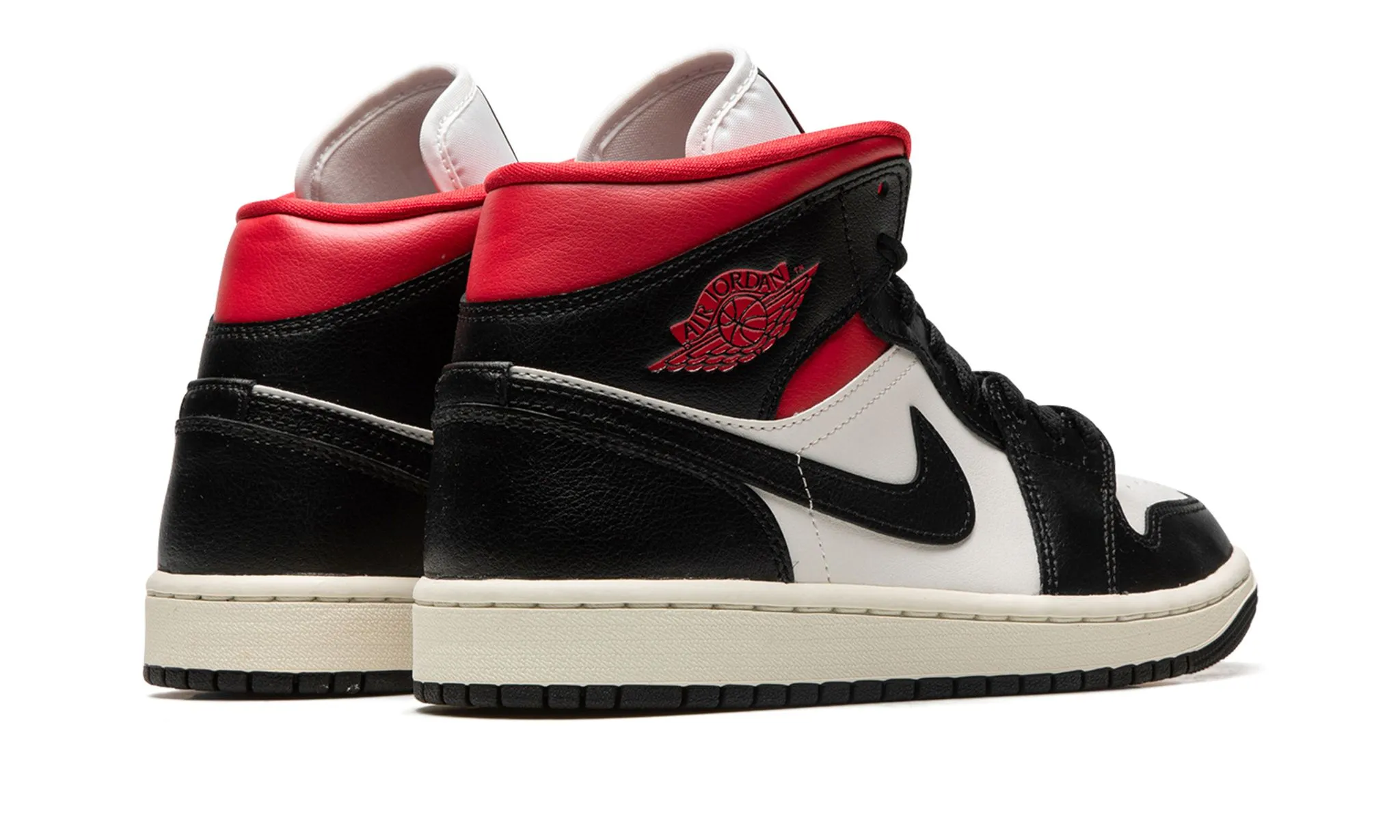 Wmns Air Jordan 1 Mid Black Sail Gym Red Fire Walk Comfort Fit