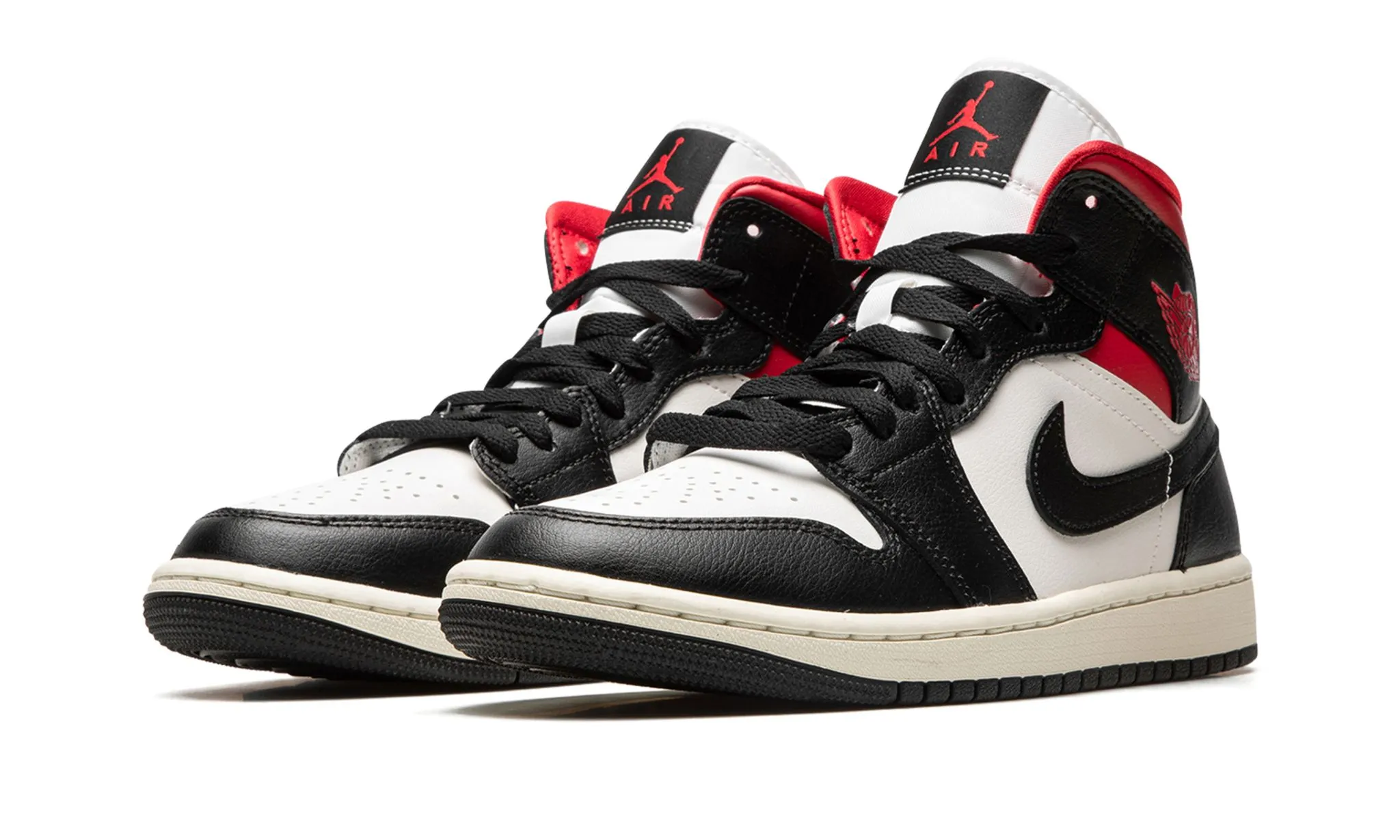 Walk Scene Wmns Air Jordan 1 Mid Black Sail Gym Red