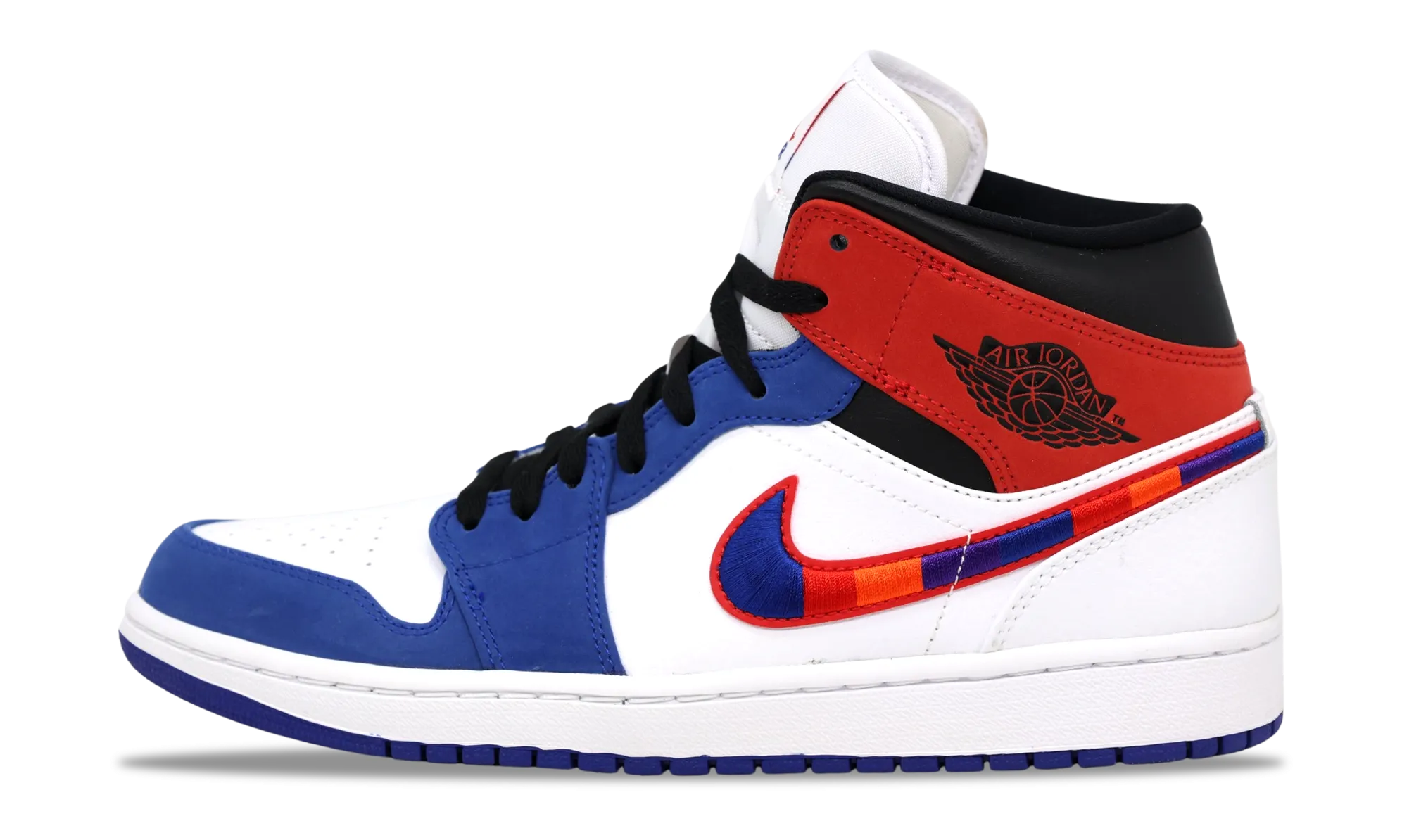 Stretch Material Quick Action Nike Jordan 1 Mid Multicolored Swoosh 2020 (852542-146) Men's Size 7-11