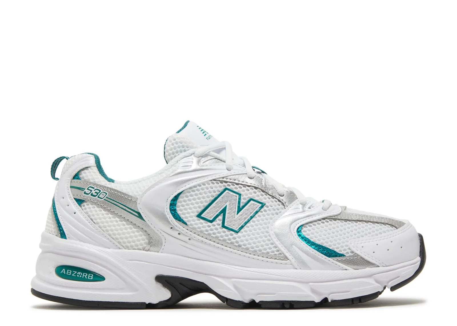Smooth   surface Grip Ready New Balance 530 White Silver Green