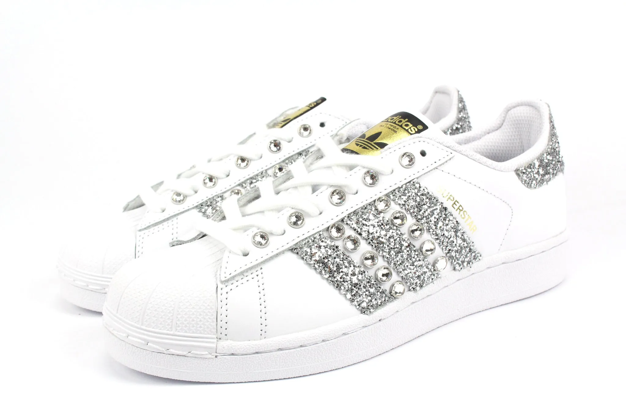 Air Cushion Adidas Superstar Silver Glitter & Strass