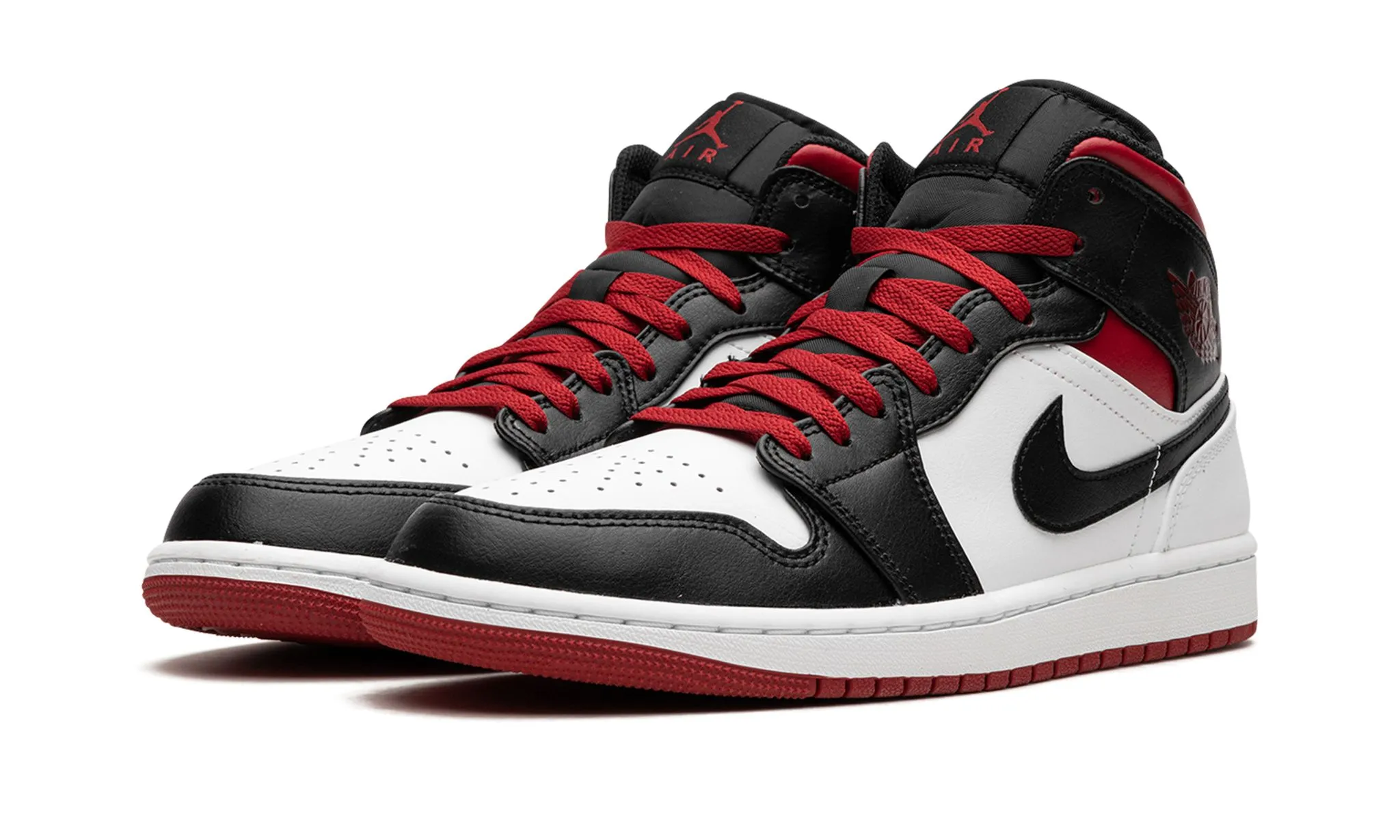 Air Jordan 1 Mid Black Toe White Gym Red Low Profile