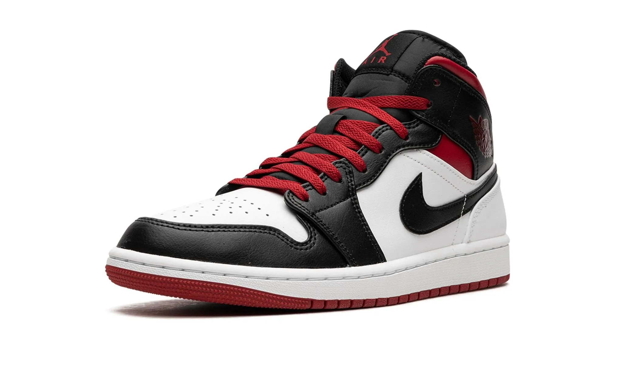 Travel Friendly Breath Mesh Air Jordan 1 Mid Black Toe White Gym Red