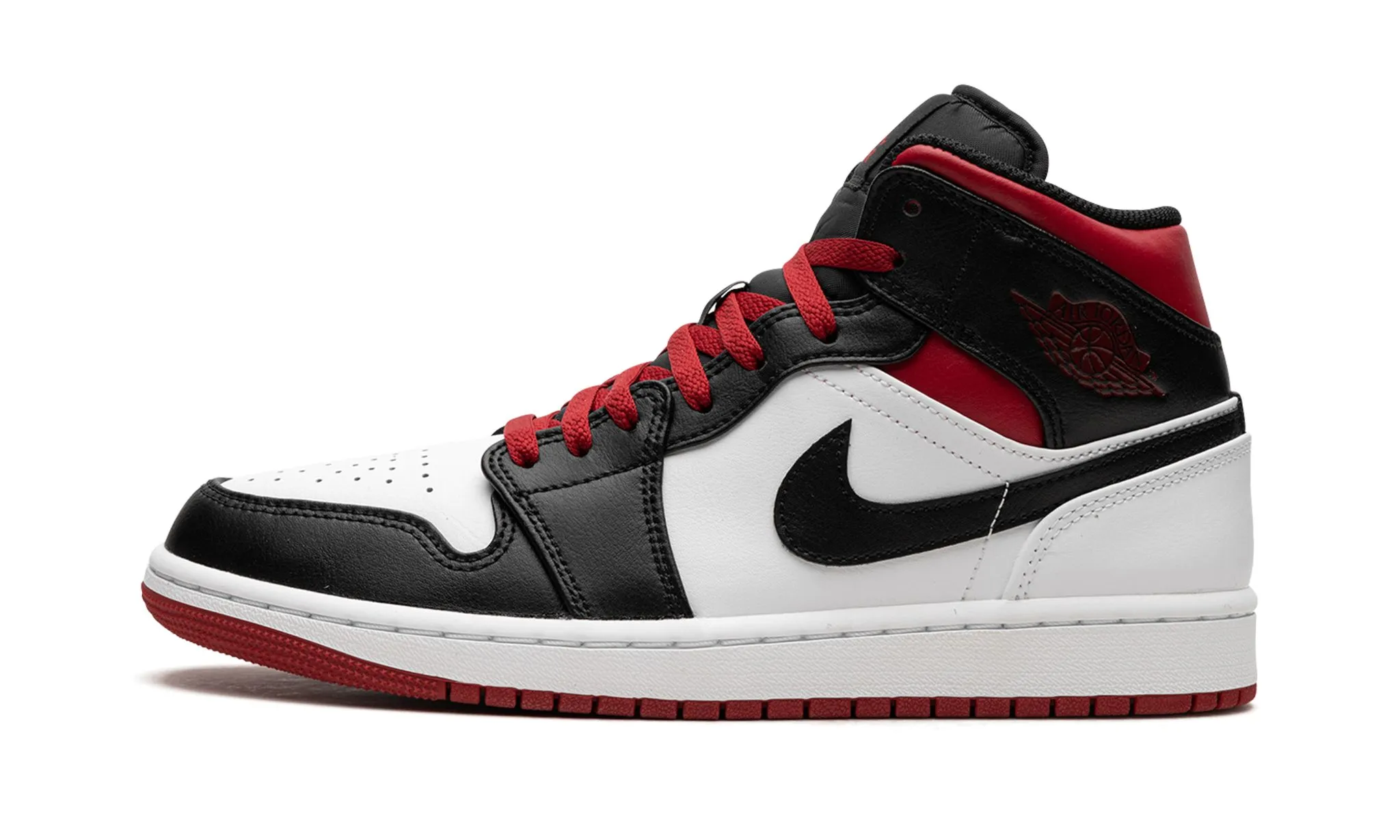 Air Jordan 1 Mid Black Toe White Gym Red Clean Cut