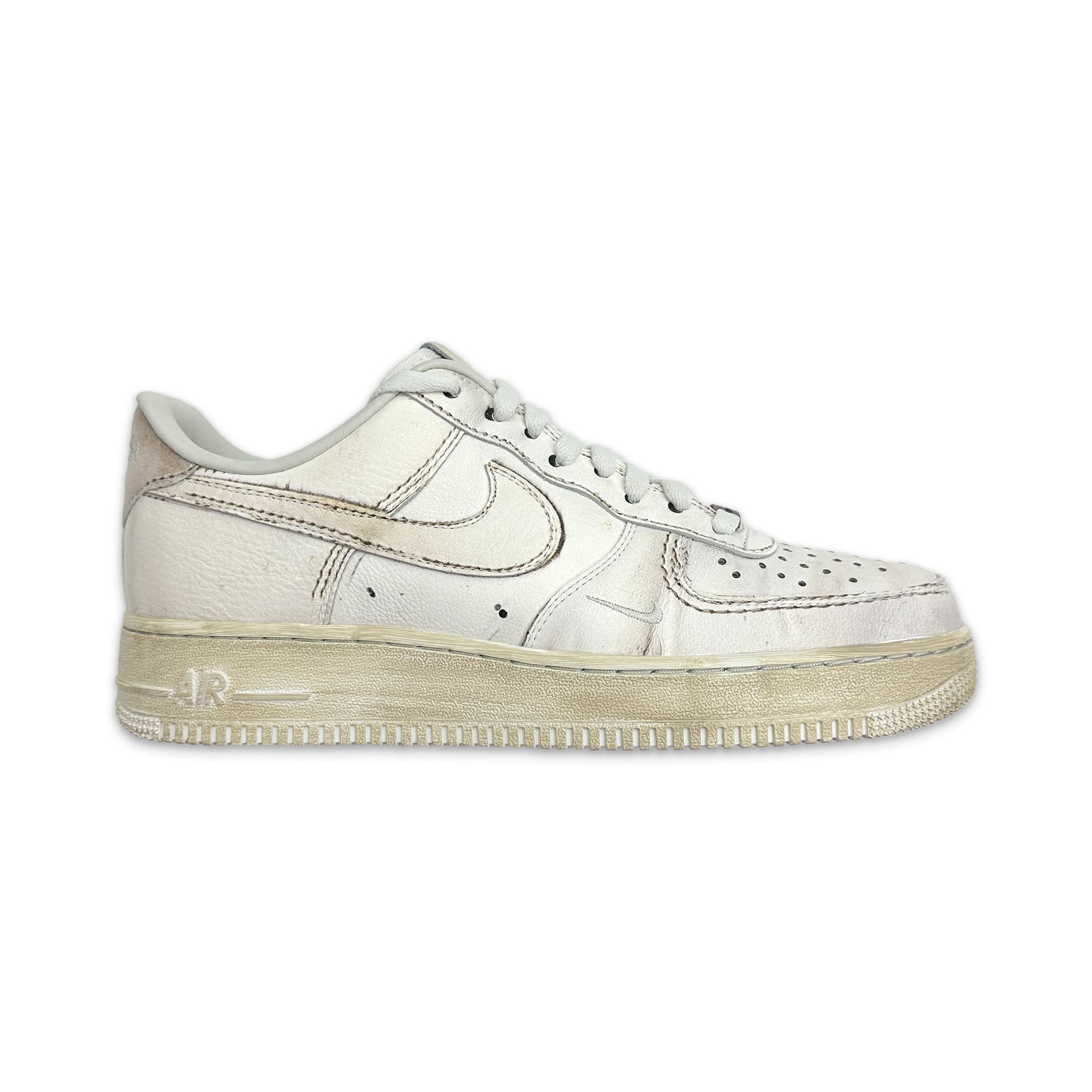 Calm Hike Sleek Aesthetic Air Force 1 Low .SWOOSH ??Dirty Triple White??