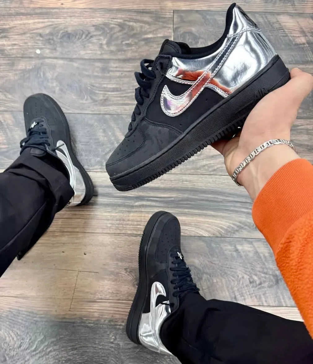 NIKE AIR FORCE 1 BLACK SILVER Jump Step Tidy look