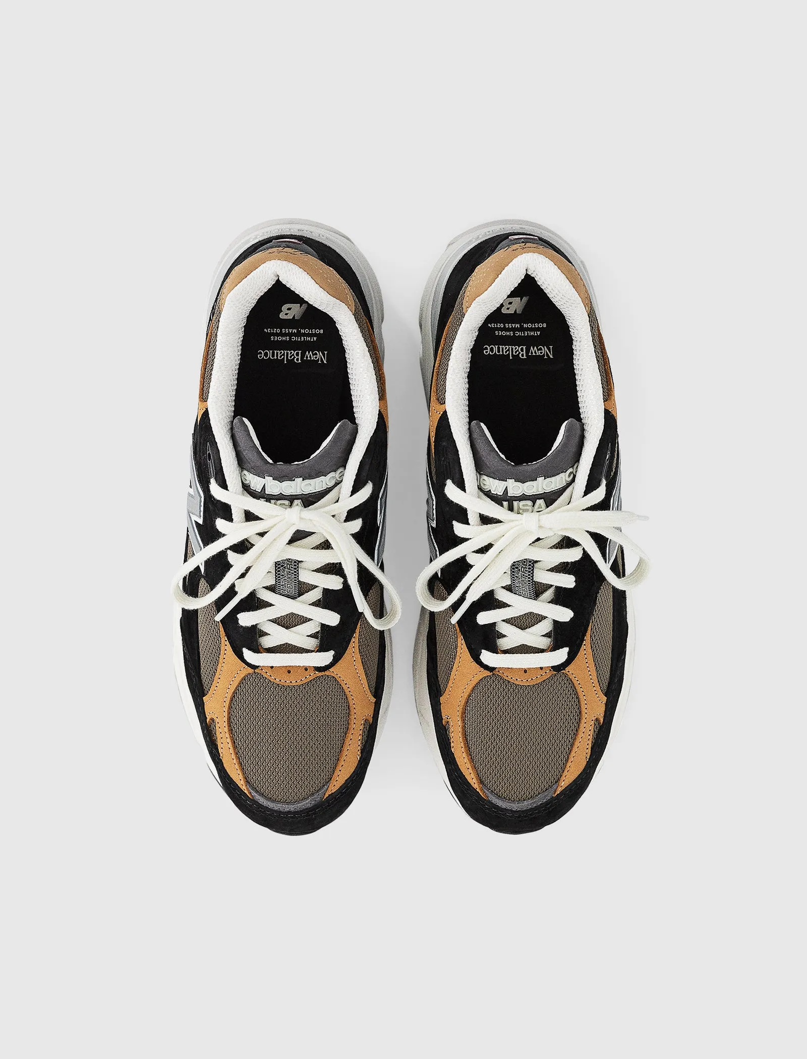 Buckle Fit Comfortable Insole 990 V3 MADE IN USA "BLACK/TAN"