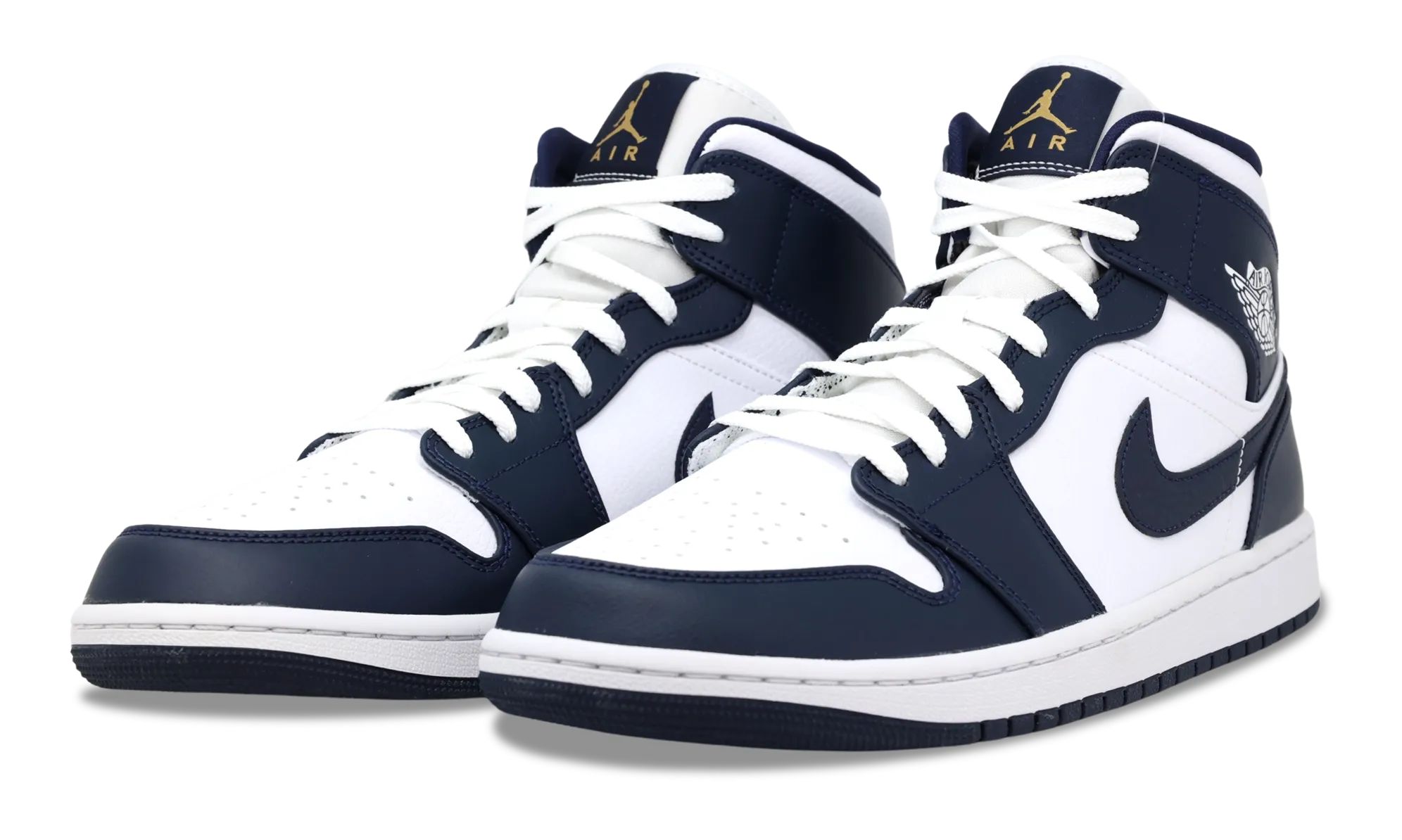 Nike Air Jordan 1 Mid White Metallic Gold Obsidian 554724-174 Run Errand