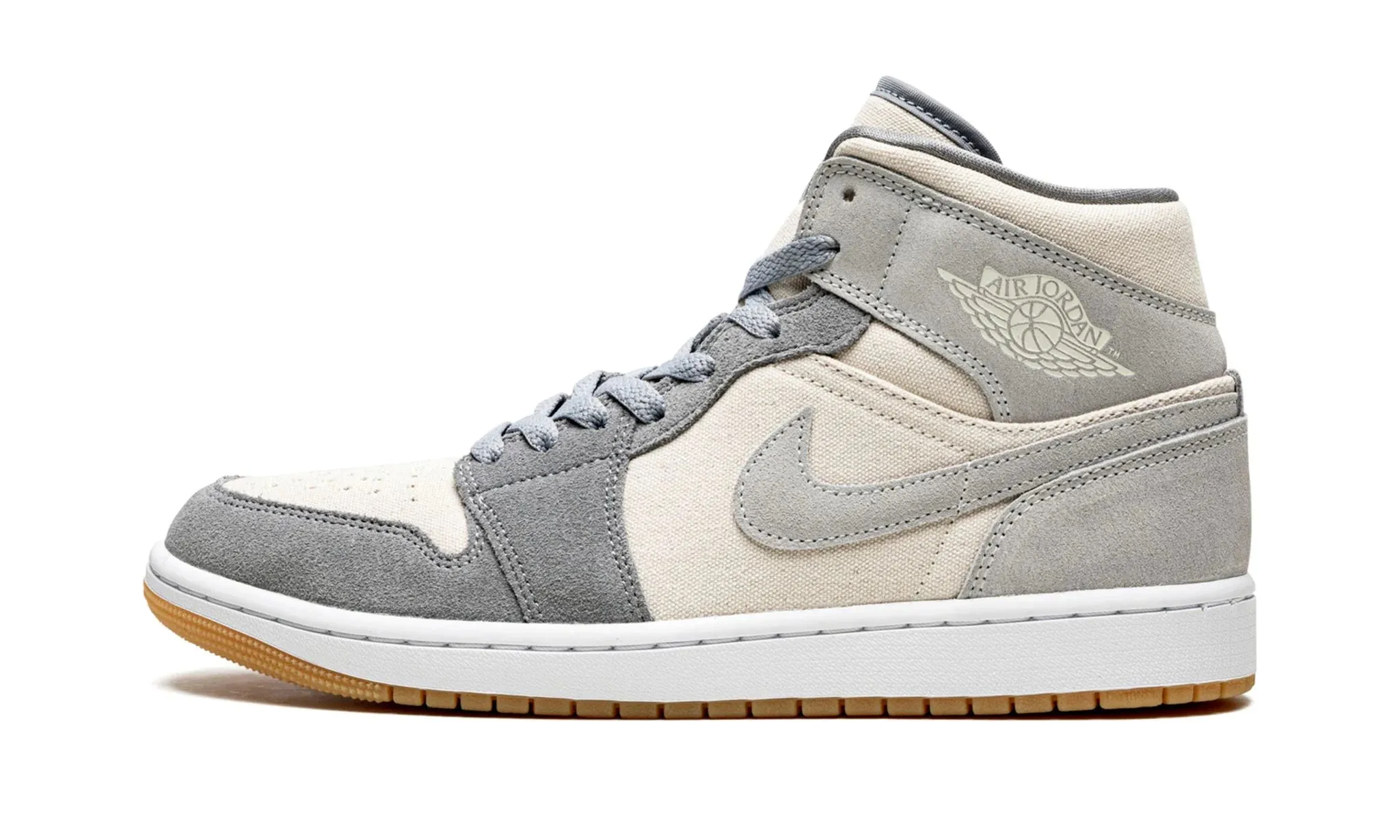 Air Jordan 1 Mid Coconut Milk Particle Grey Stitch Free