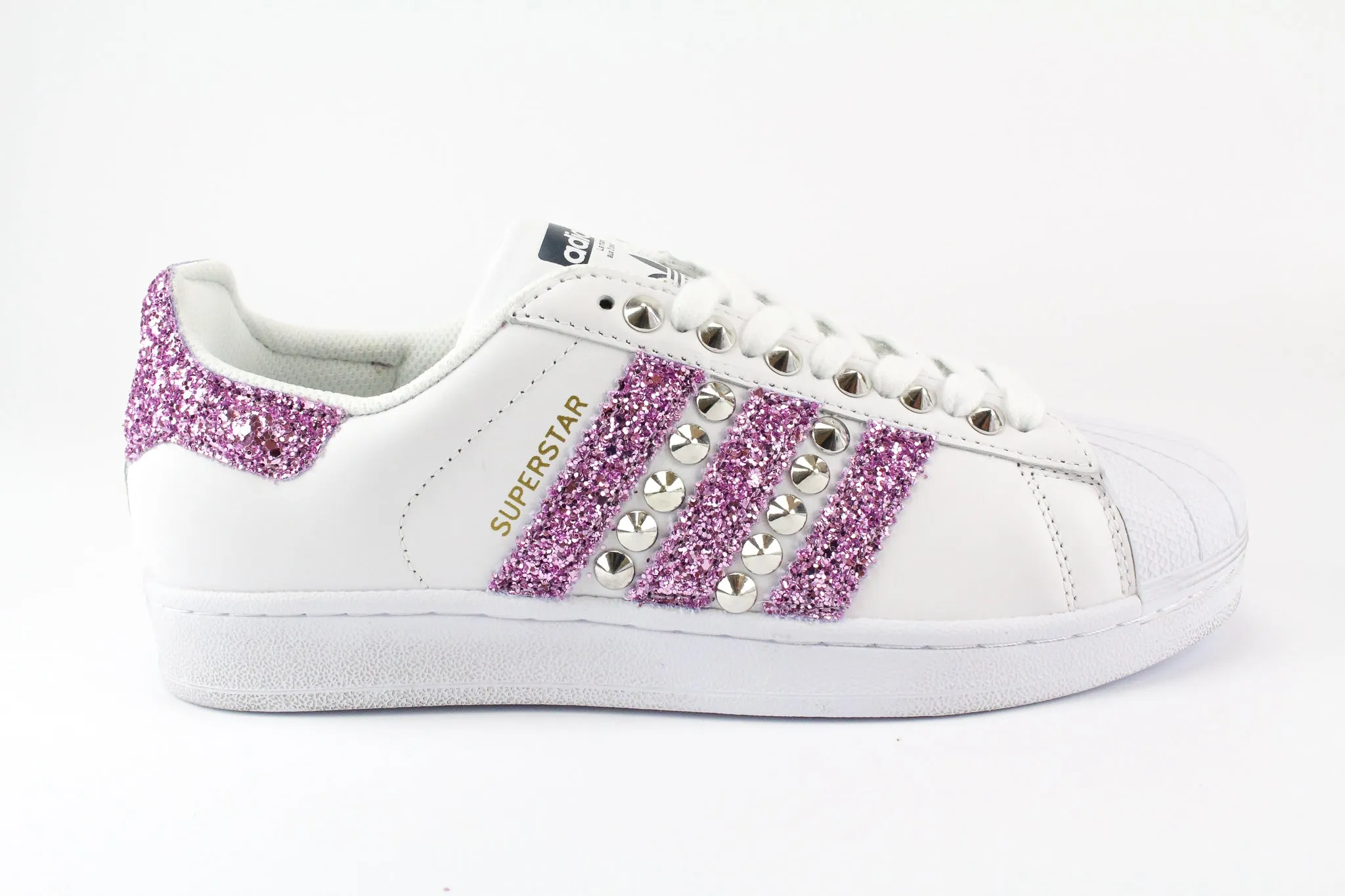 Adidas Superstar Glitter Glicine & Borchie Comfortable Footwear