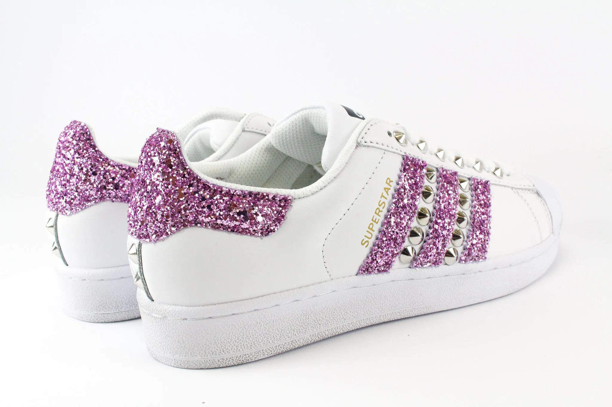 Ergonomic Fit Adidas Superstar Glitter Glicine & Borchie