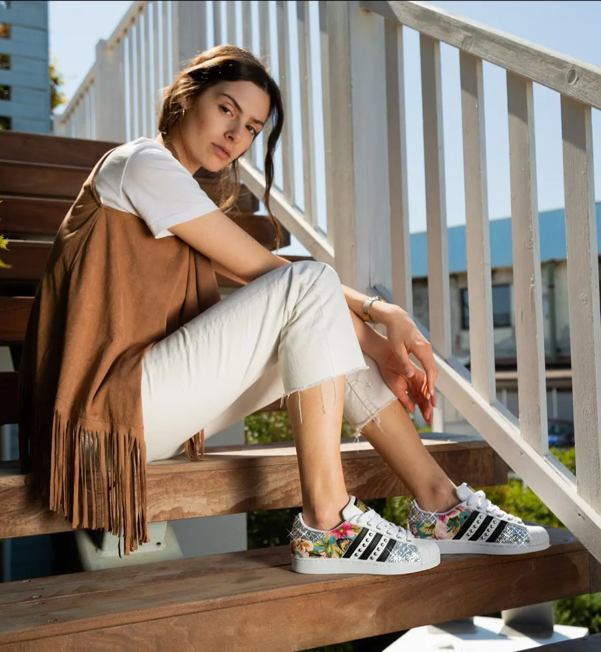 Active Steps Chill Moment Adidas Superstar Fiori Silver Glitter & Borchie
