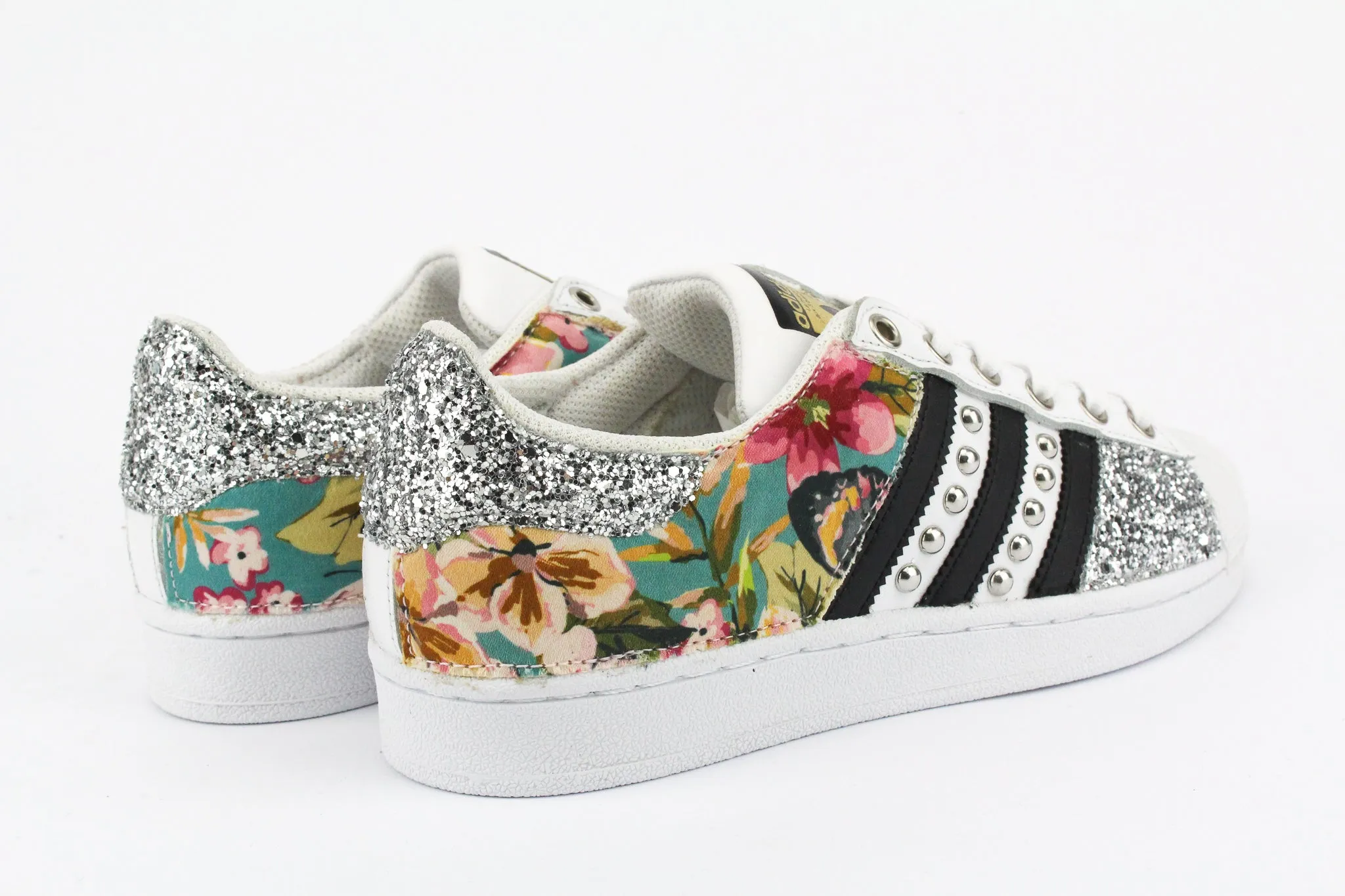Adidas Superstar Fiori Silver Glitter & Borchie breathable socks