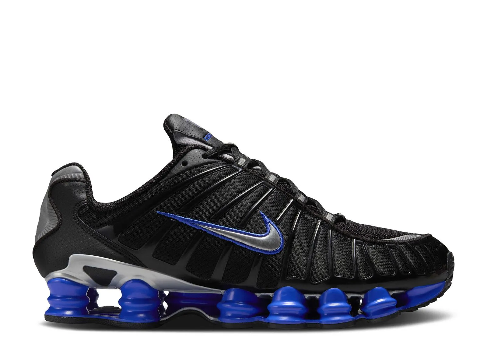 supinated foot shoe support Design-led Nike Shox TL Black Racer Blue Metallic Silver