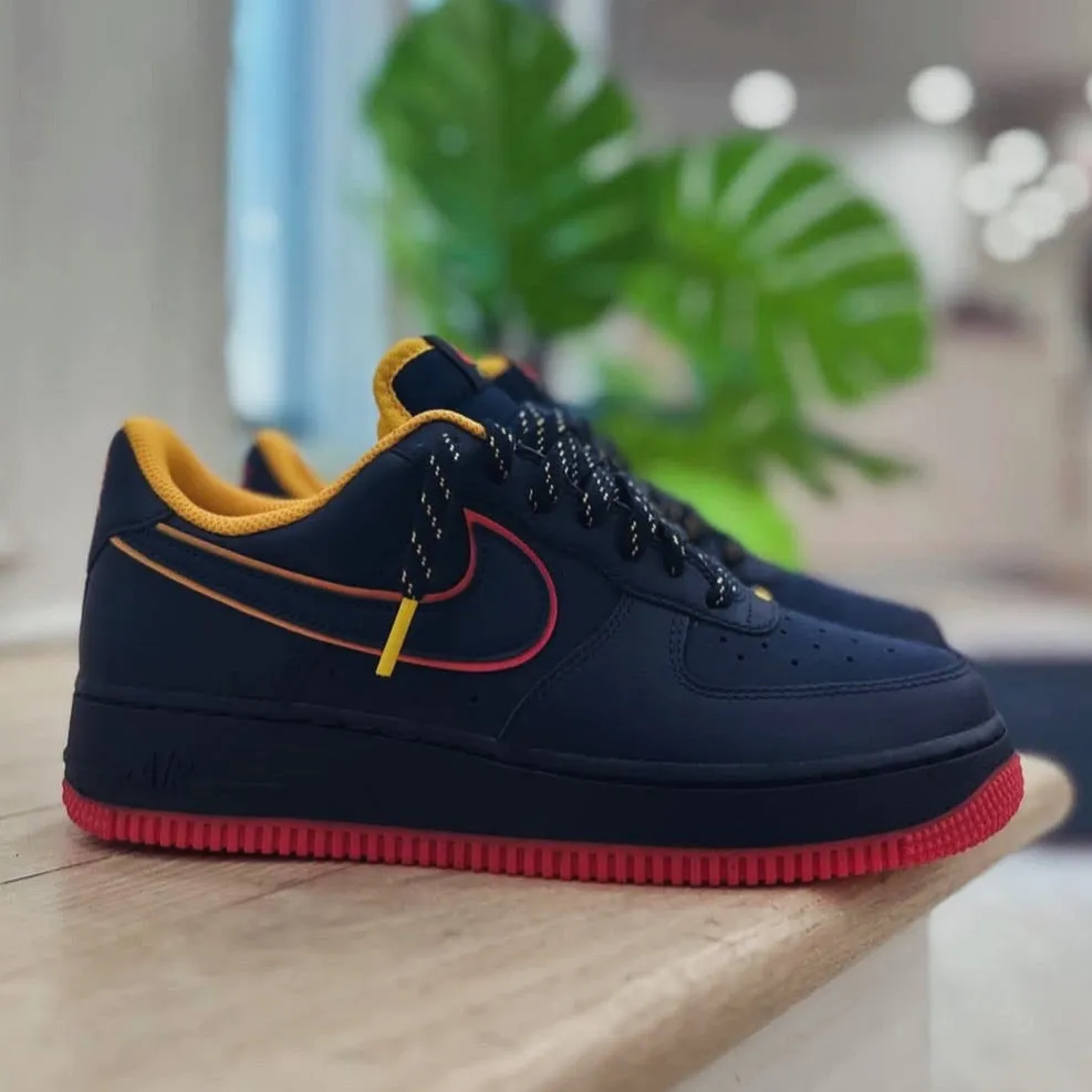 NIKE AIR FORCE 1 NAVY RED YELLOW Street Fashion Pet Hike