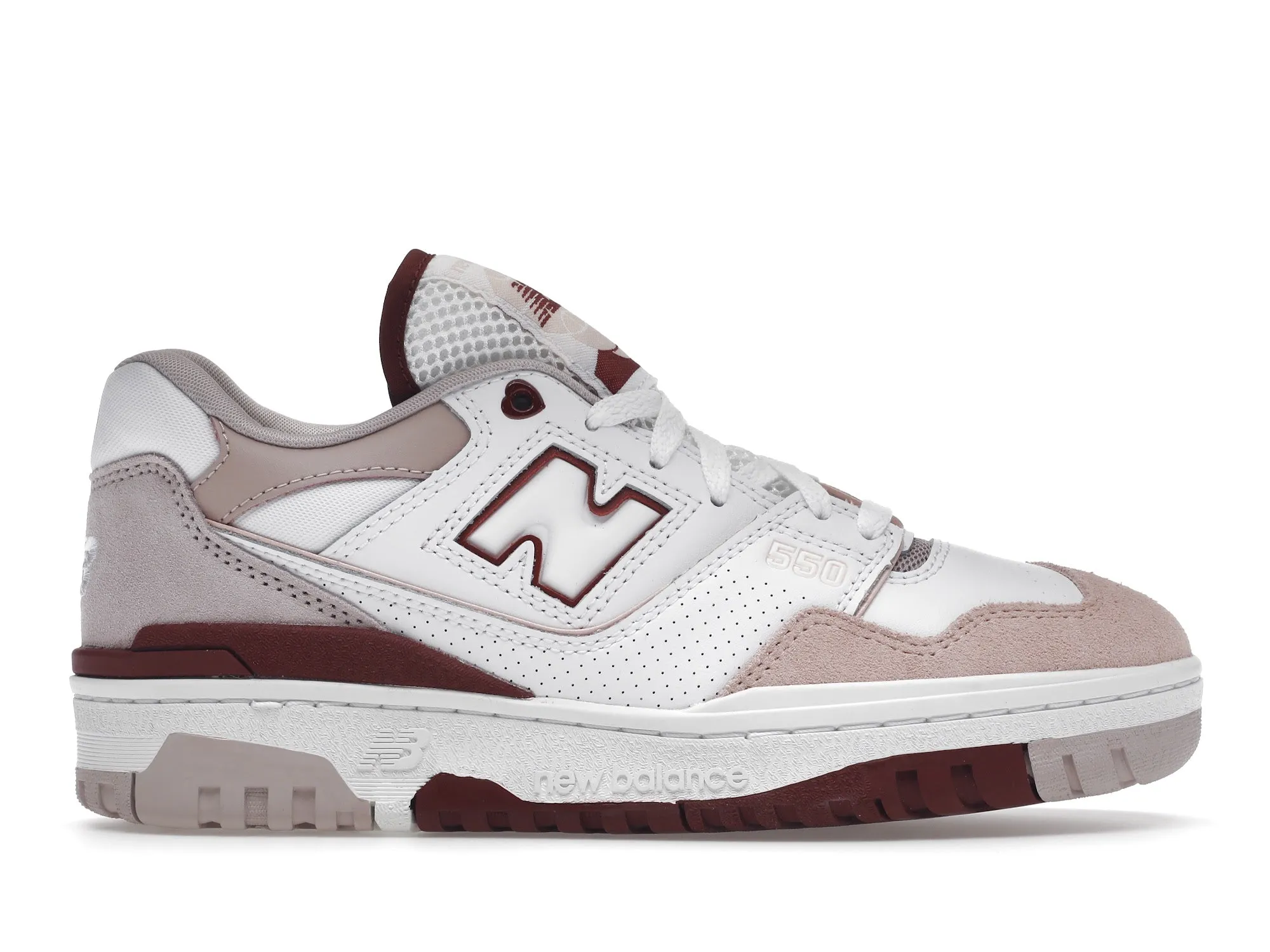 New Balance 550 White Scarlet material