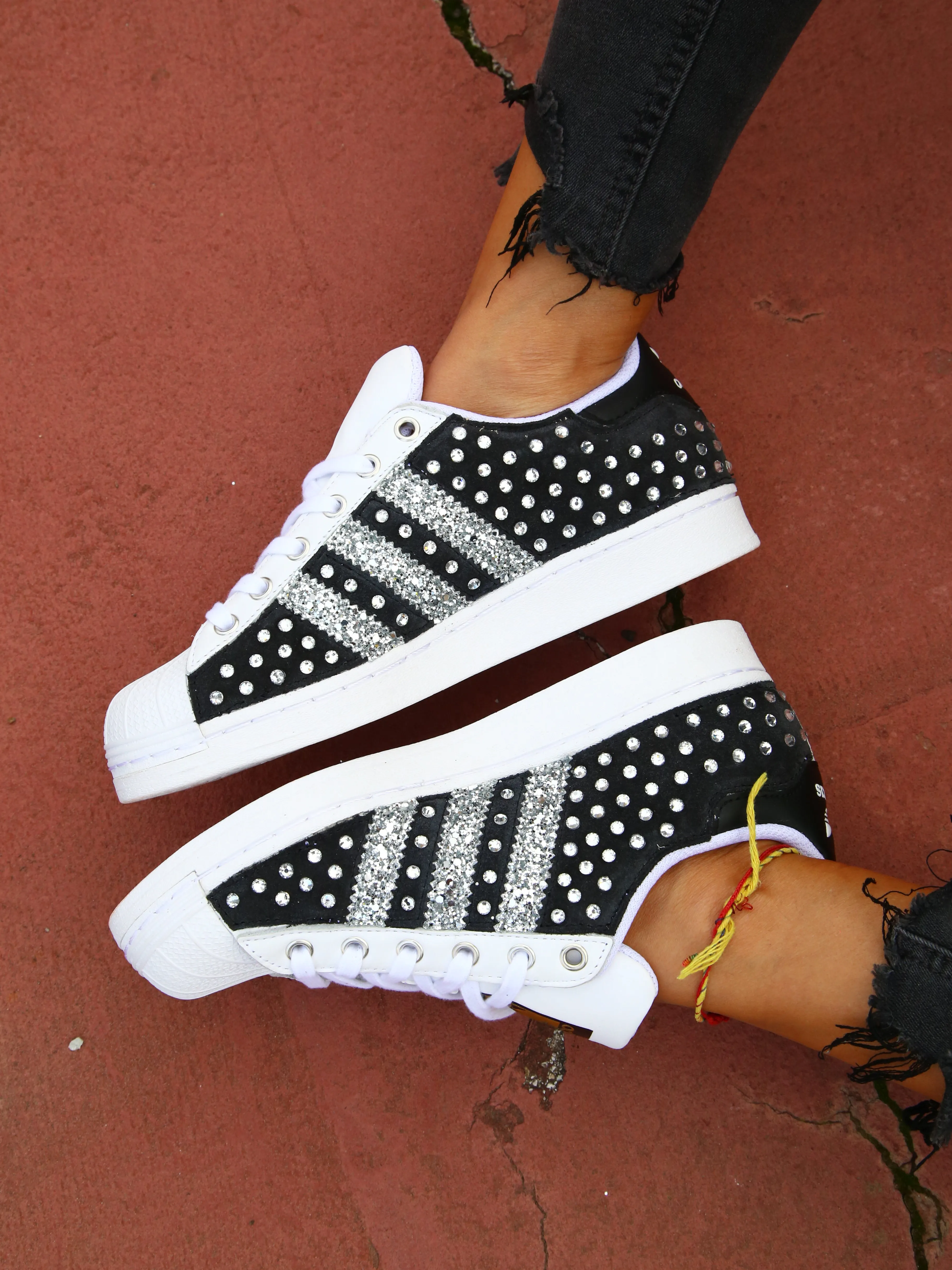 Adidas Superstar Black Camoscio & Strass Termo Comfortable Movement