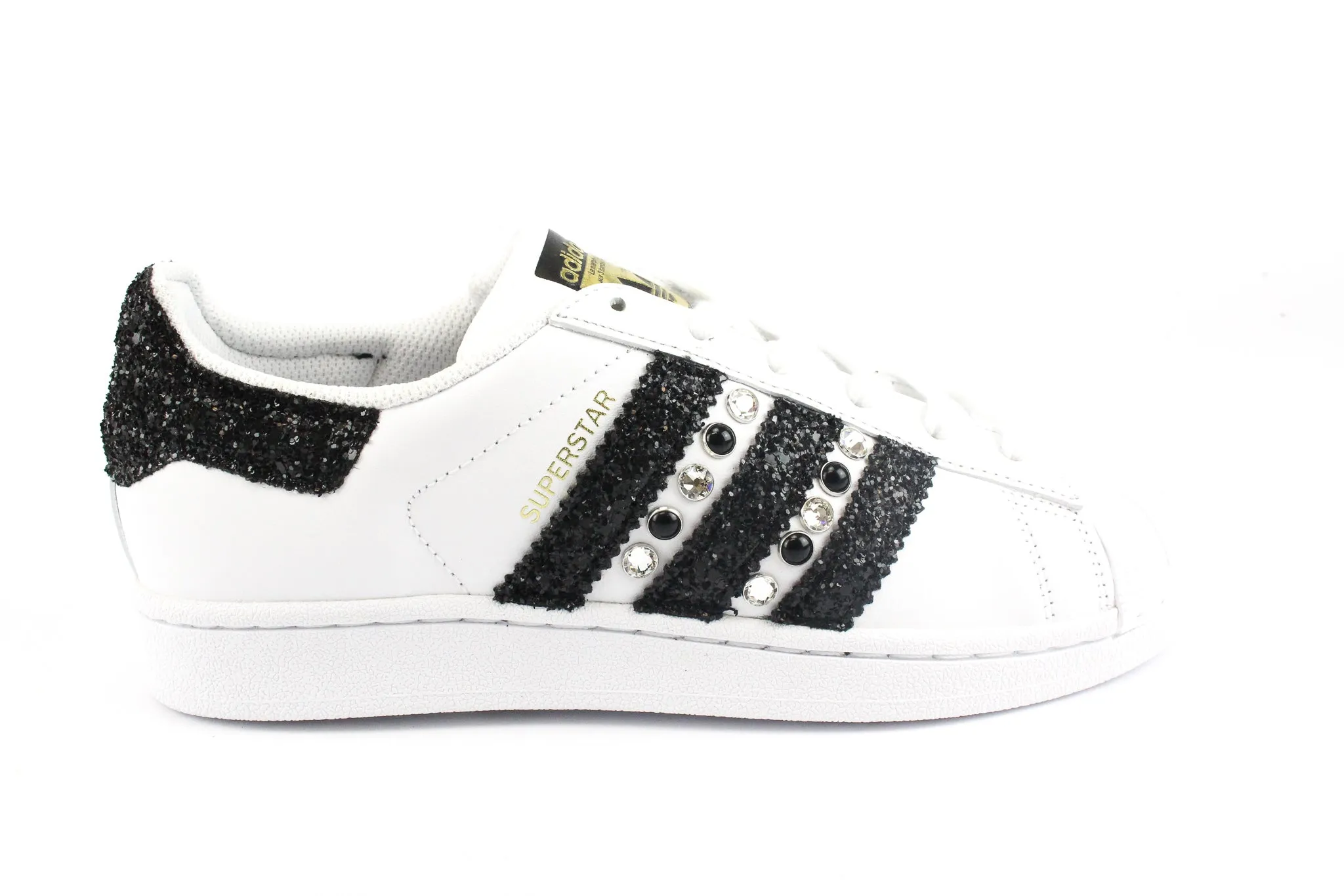Adidas Superstar Black Glitter & Strass Style Go Buckle Strap
