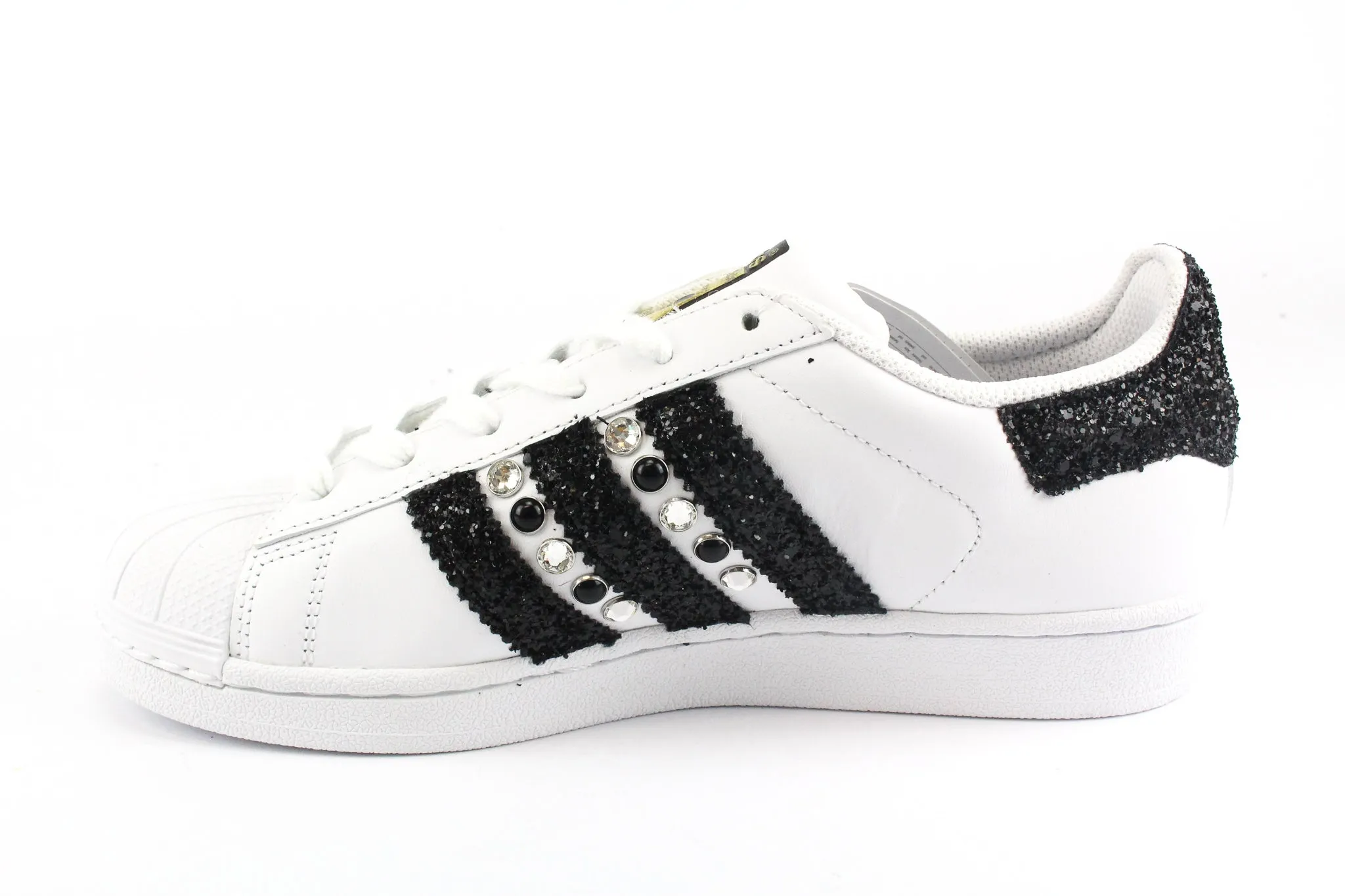 Adidas Superstar Black Glitter & Strass Grip Control Zipper Closure