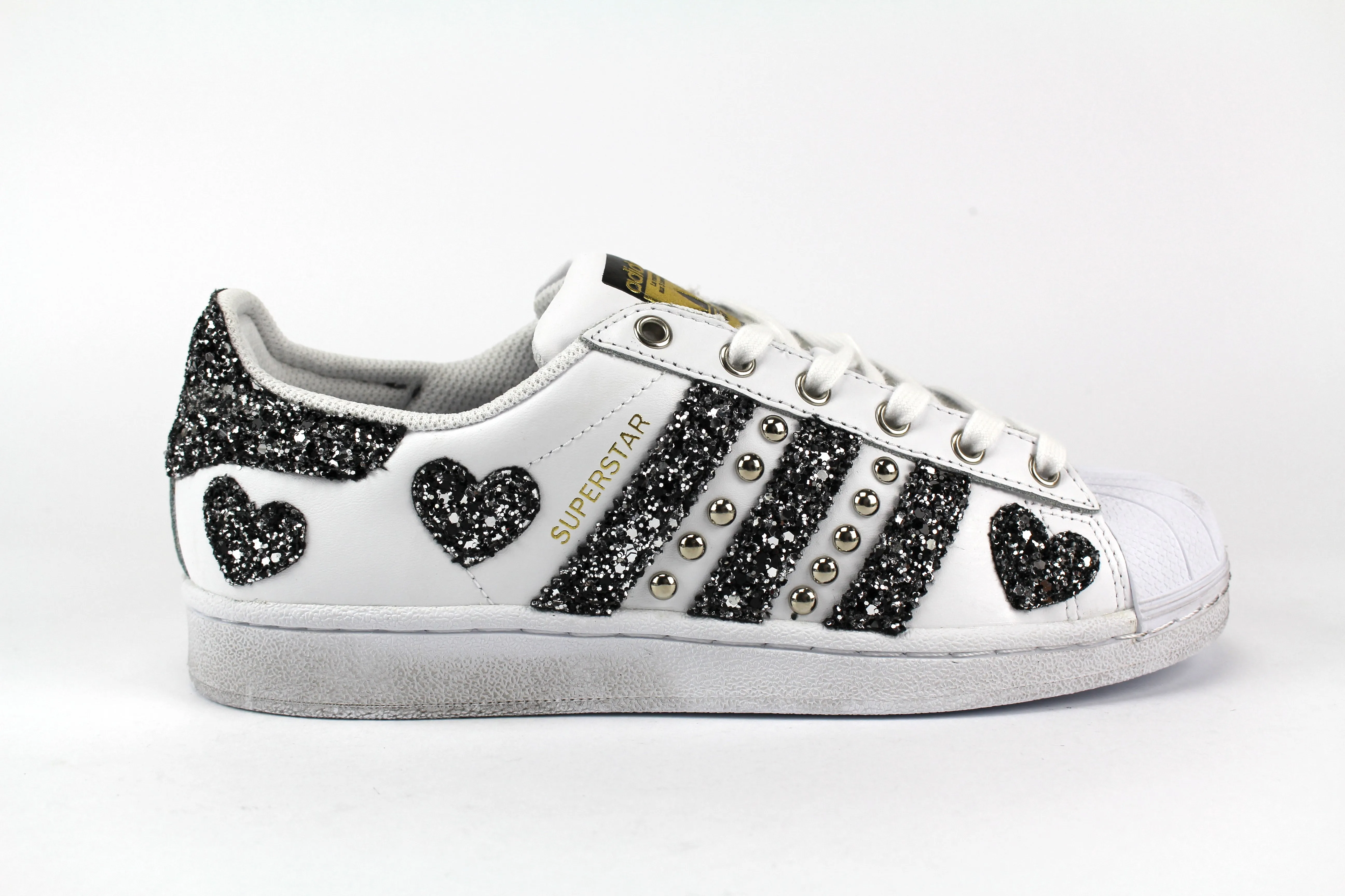 Adidas Superstar Borchie & Cuori Black Silver Relaxed Cushion Perfect Fit
