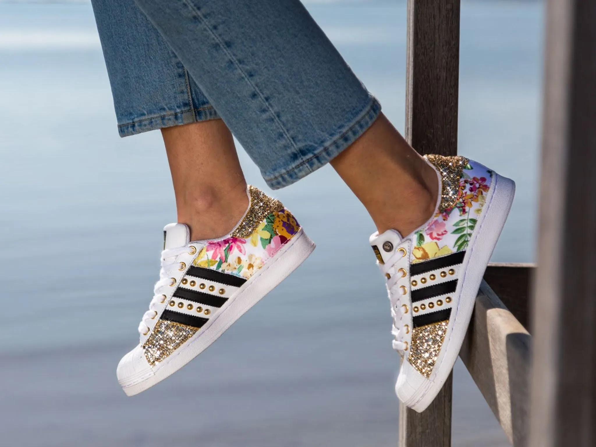Cozy Design Adidas Superstar Fiori Gold 1 Glitter & Borchie