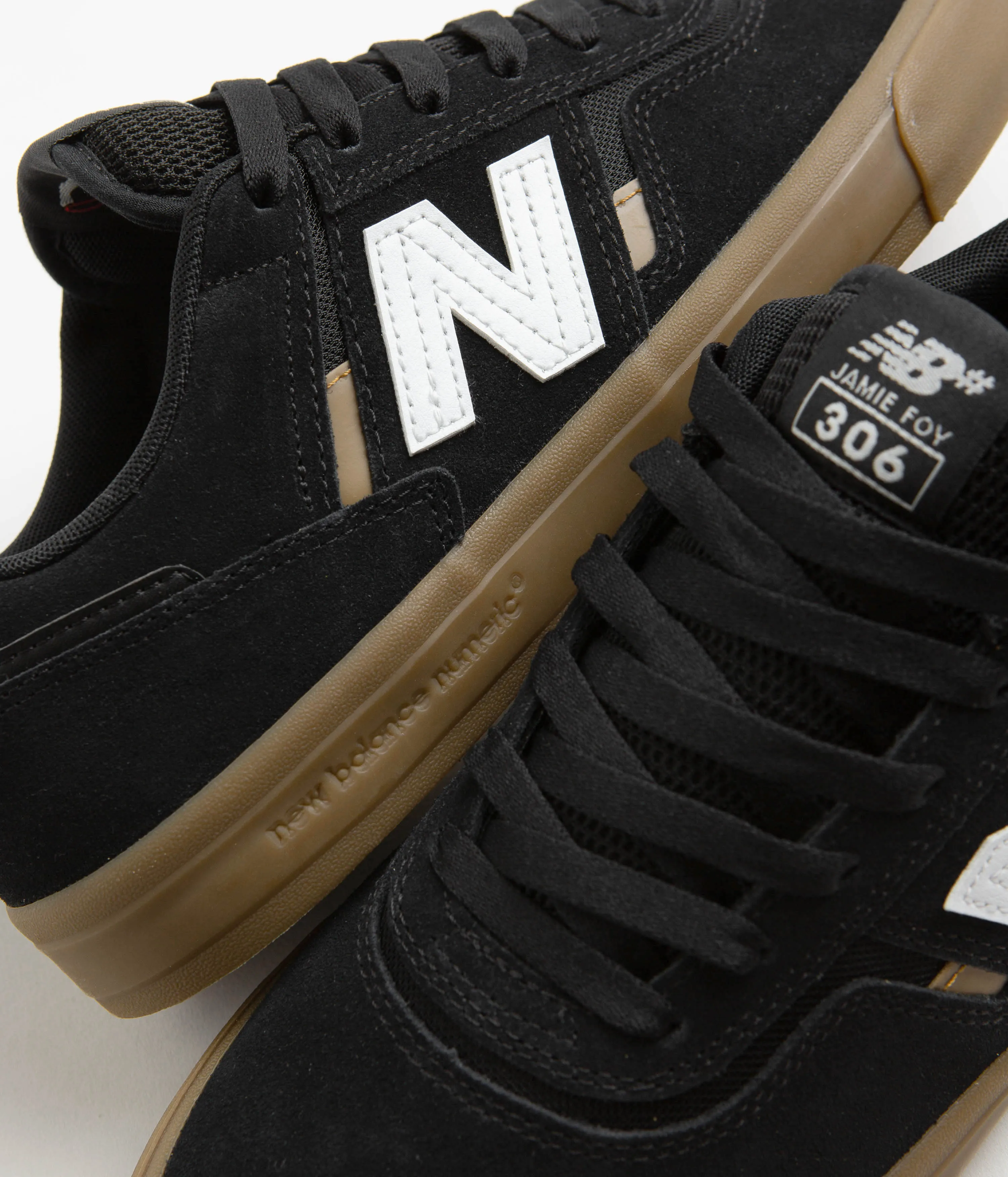 Wool Warm New Balance Numeric 306 Jamie Foy Shoes - Black / Gum Shock-Absorb