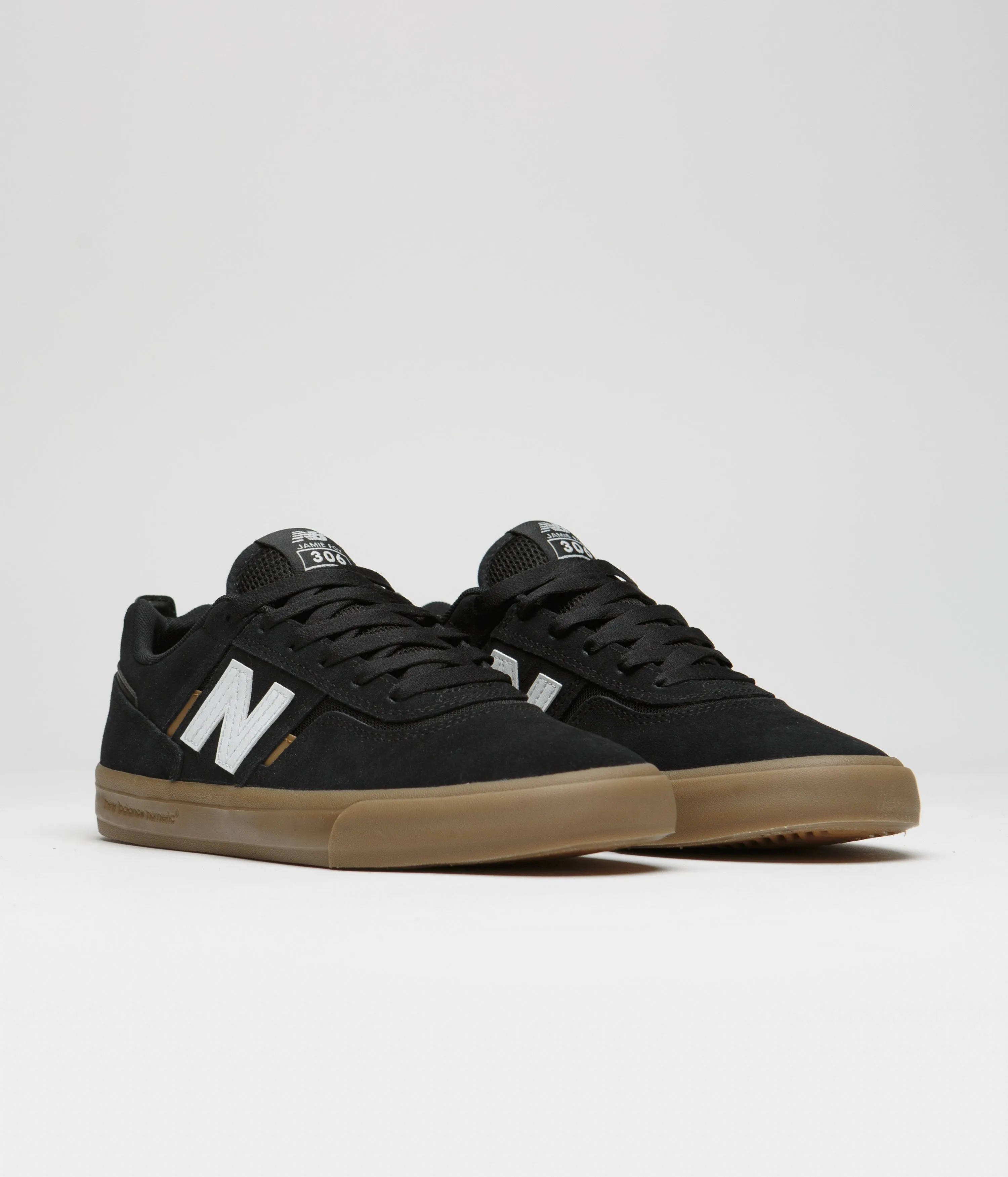 New Balance Numeric 306 Jamie Foy Shoes - Black / Gum Shock-Absorb Tech Knit Energy Rise