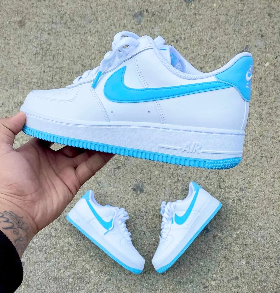 NIKE AIR FORCE 1 WHITE UNIVERSITY BLUR BOTTOM Cushion Grip