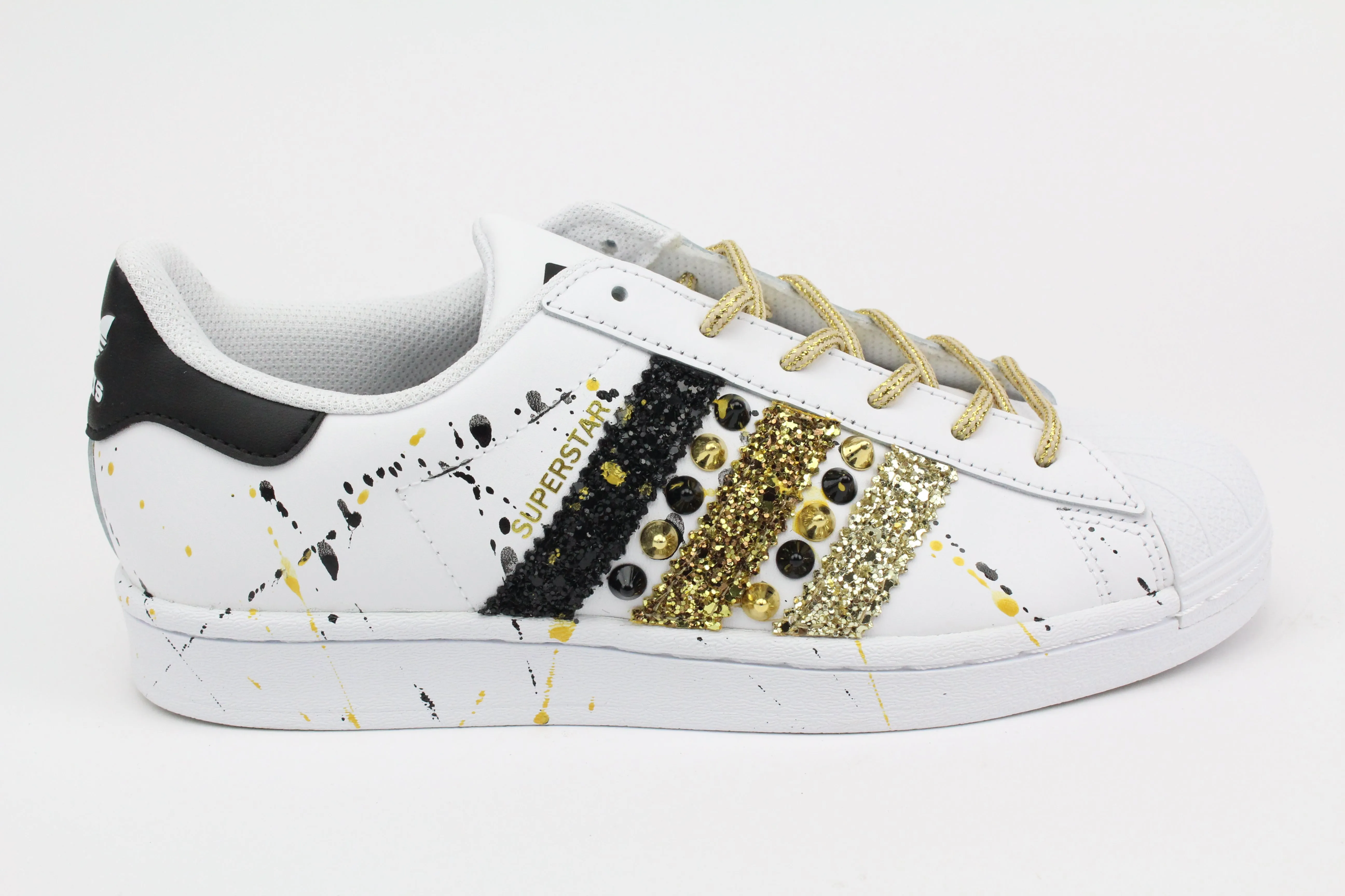 Wind Path Path Walk Adidas Superstar Glitter Borchie & Vernice Oro